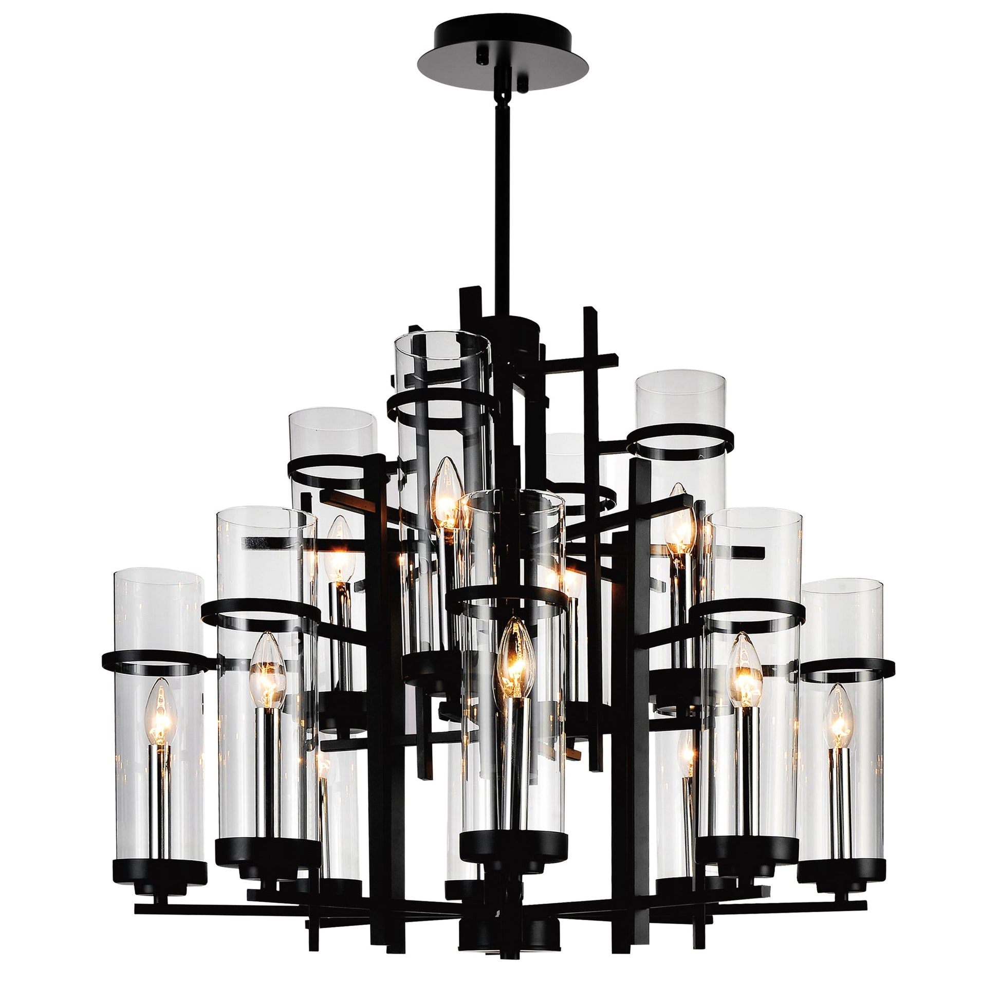 Sierra 12 Light 30in Black Chandelier - CWI Lighting