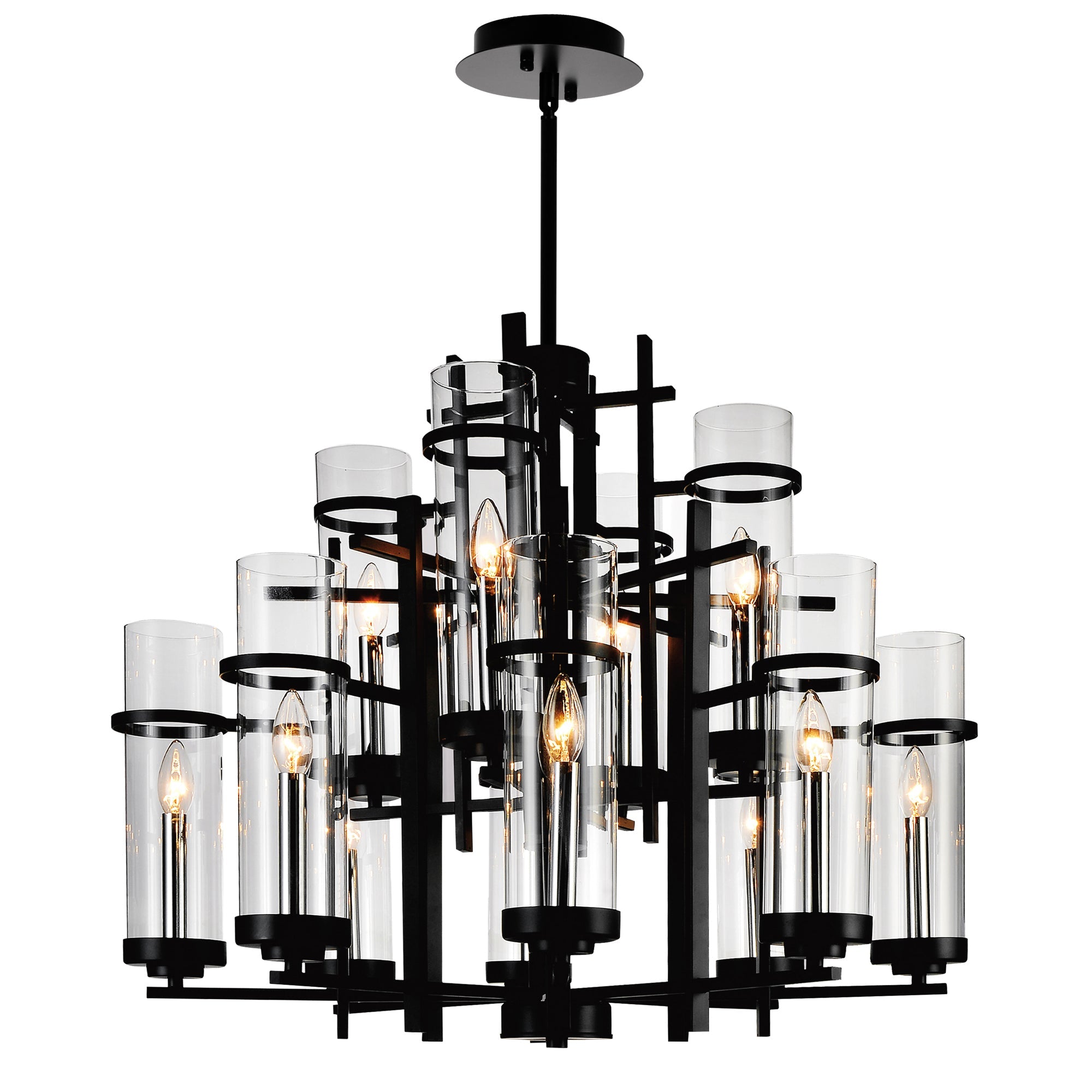 Sierra 12 Light 30in Black Chandelier - CWI Lighting
