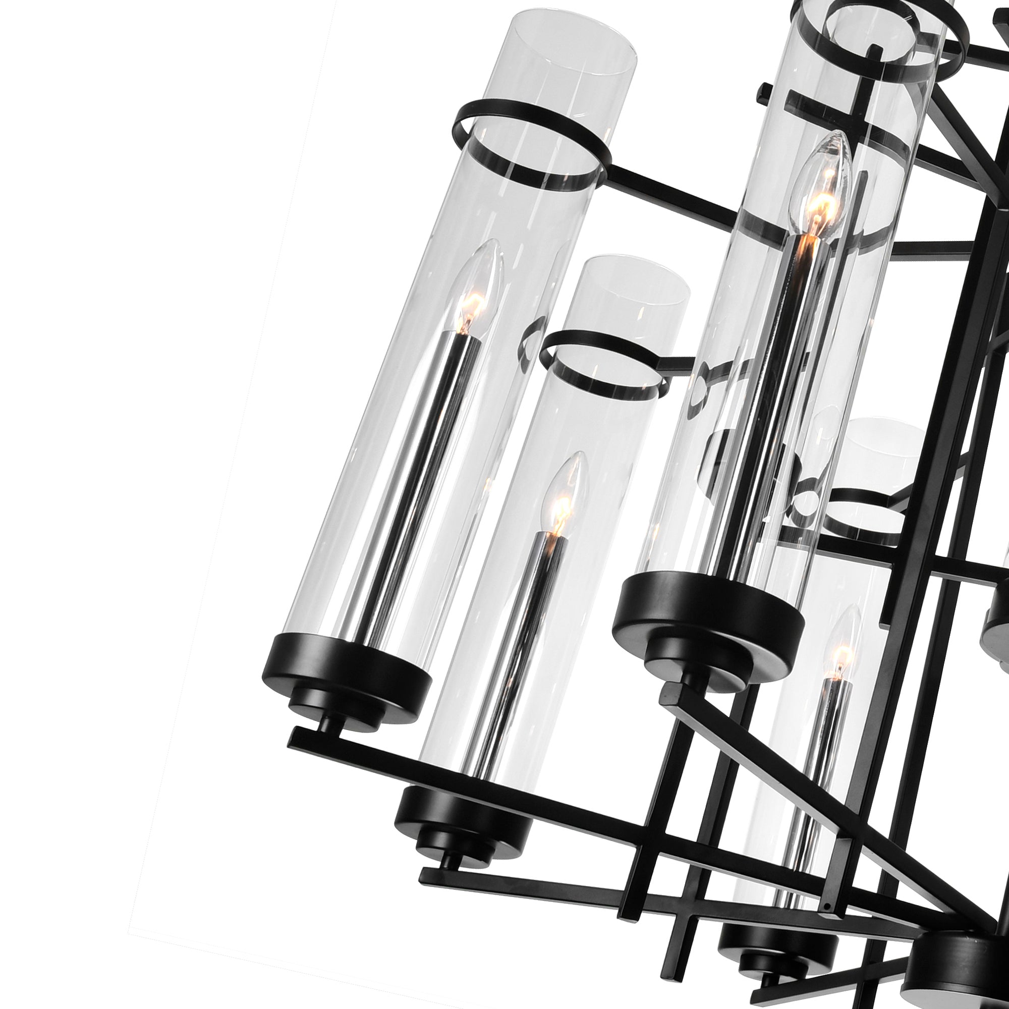 Sierra 12 Light 30in Black Chandelier - CWI Lighting