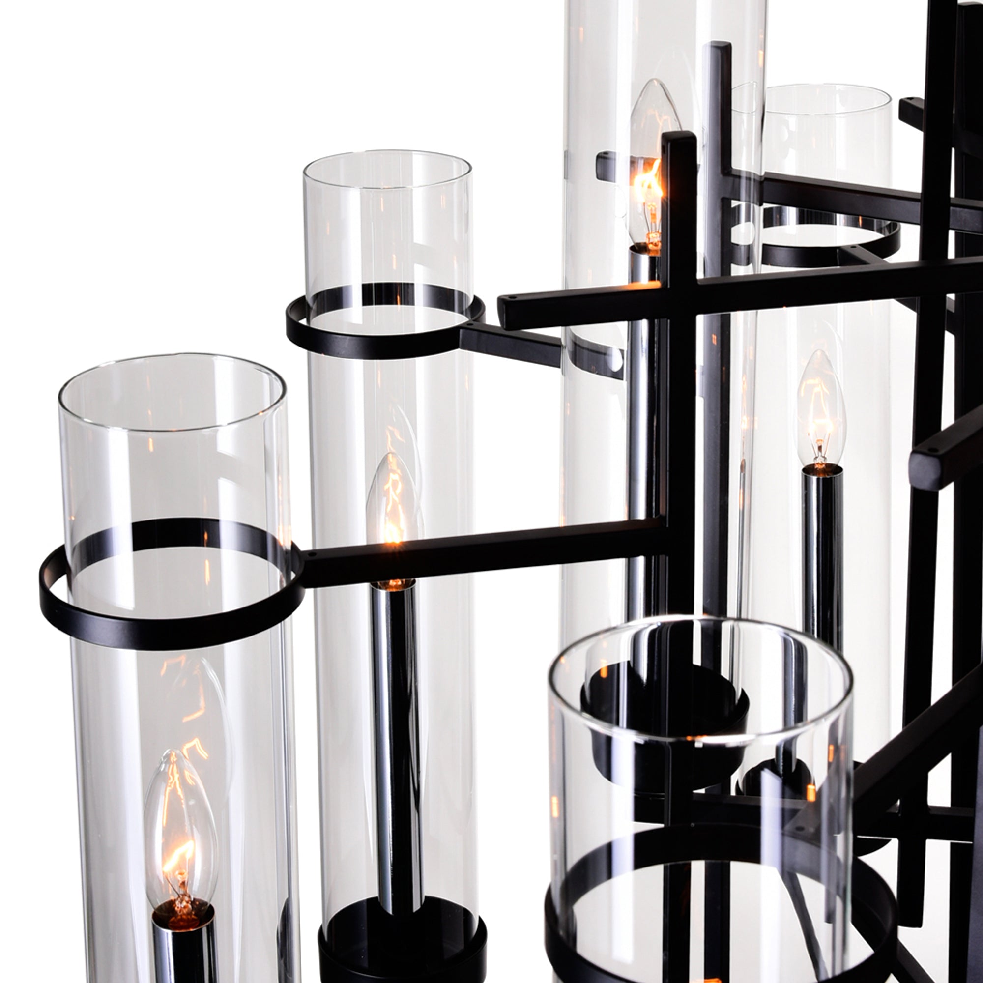 Sierra 12 Light 38in Black Chandelier - CWI Lighting