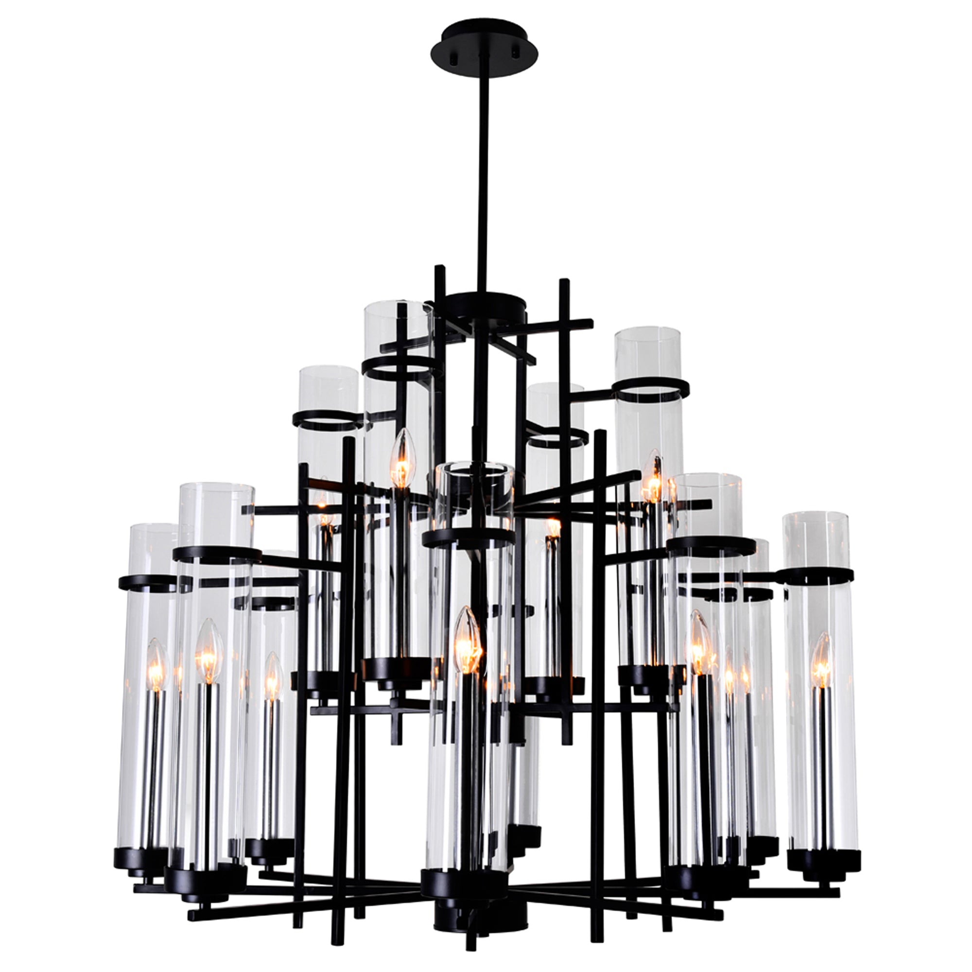 Sierra 12 Light 38in Black Chandelier - CWI Lighting