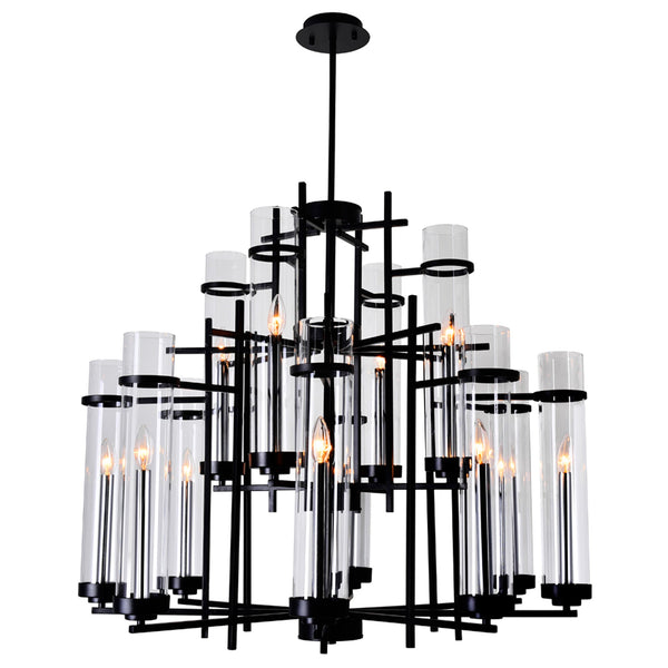 Sierra 12 Light 38in Black Chandelier - CWI Lighting