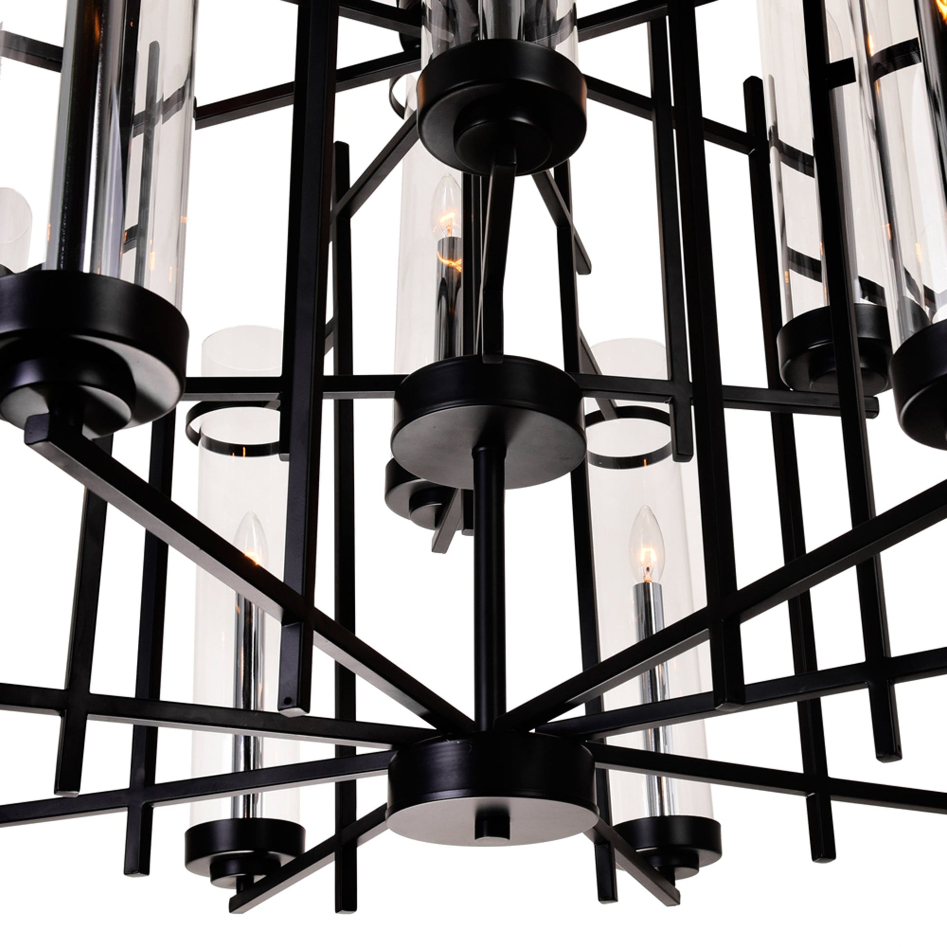 Sierra 12 Light 38in Black Chandelier - CWI Lighting