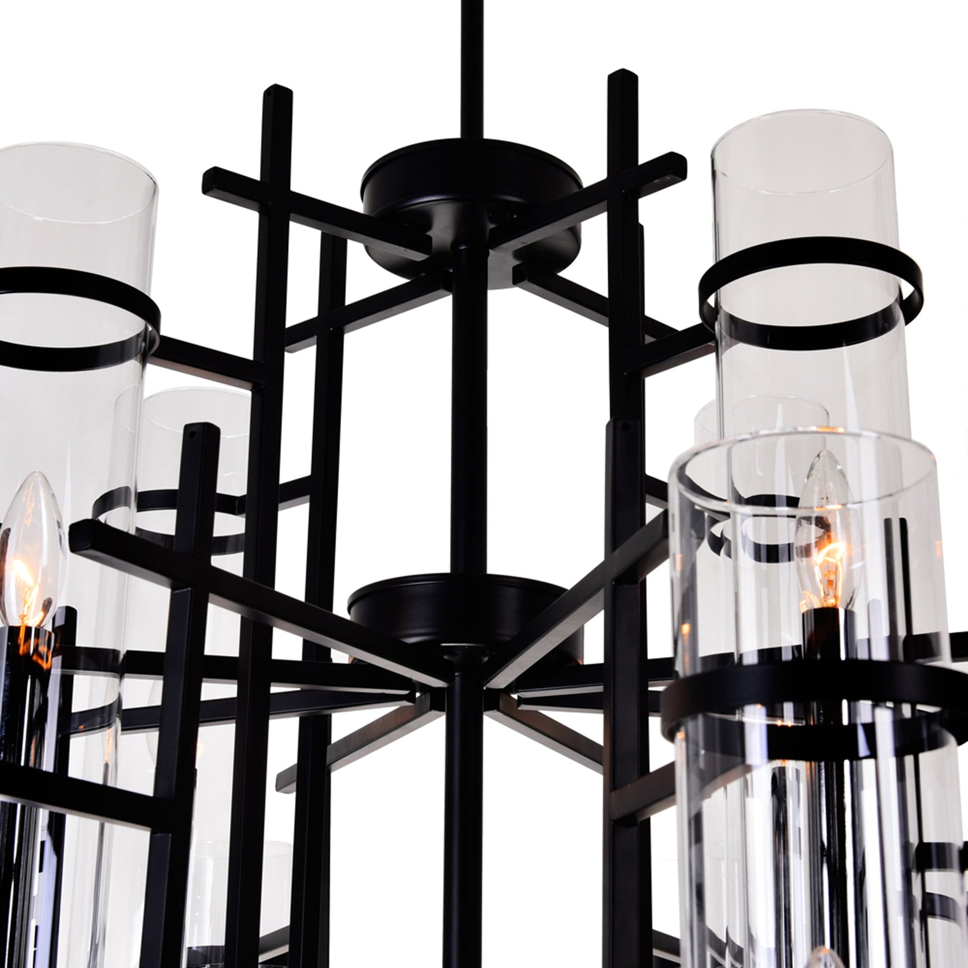 Sierra 12 Light 38in Black Chandelier - CWI Lighting