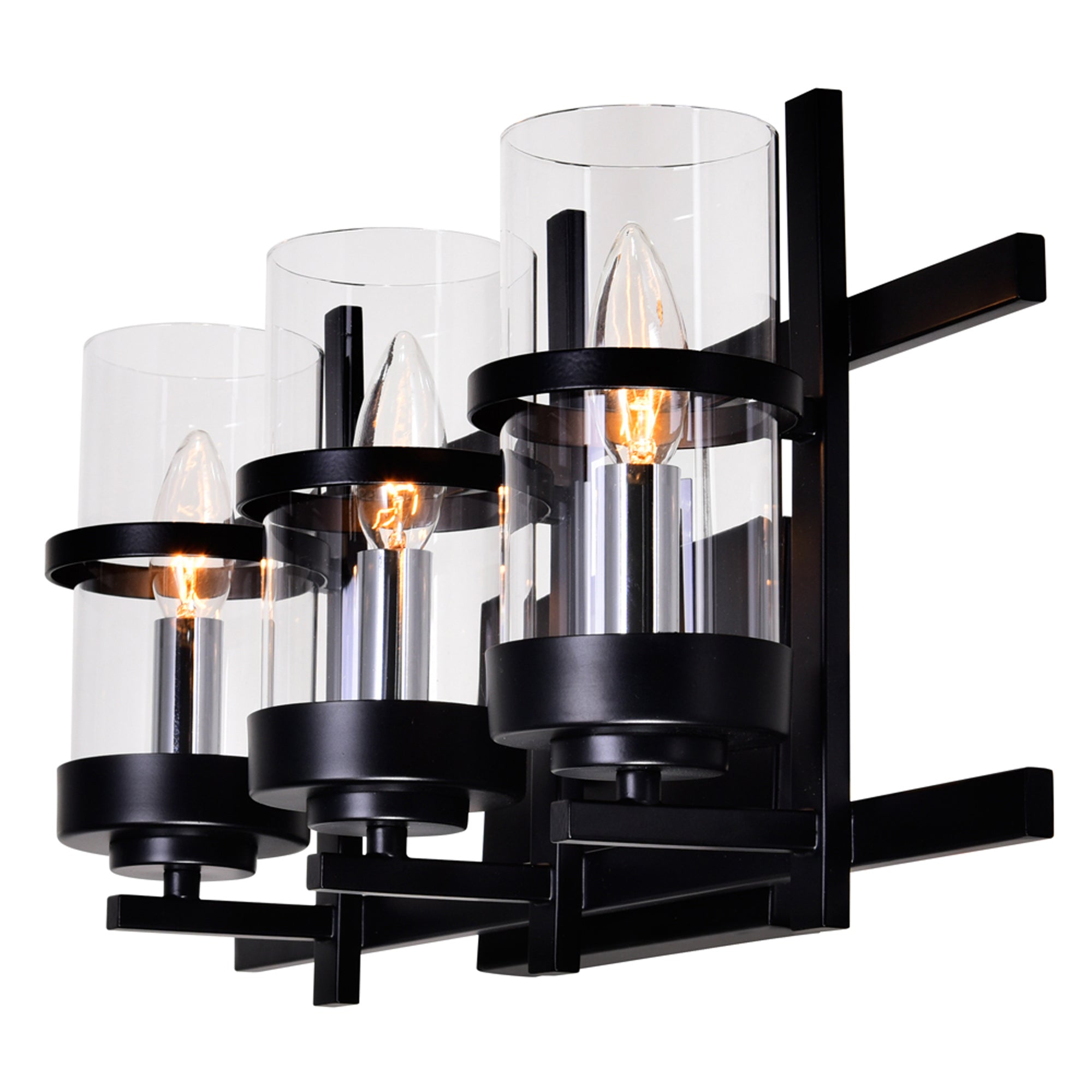 Sierra 3 Light 21in Black Wall Sconce - CWI Lighting