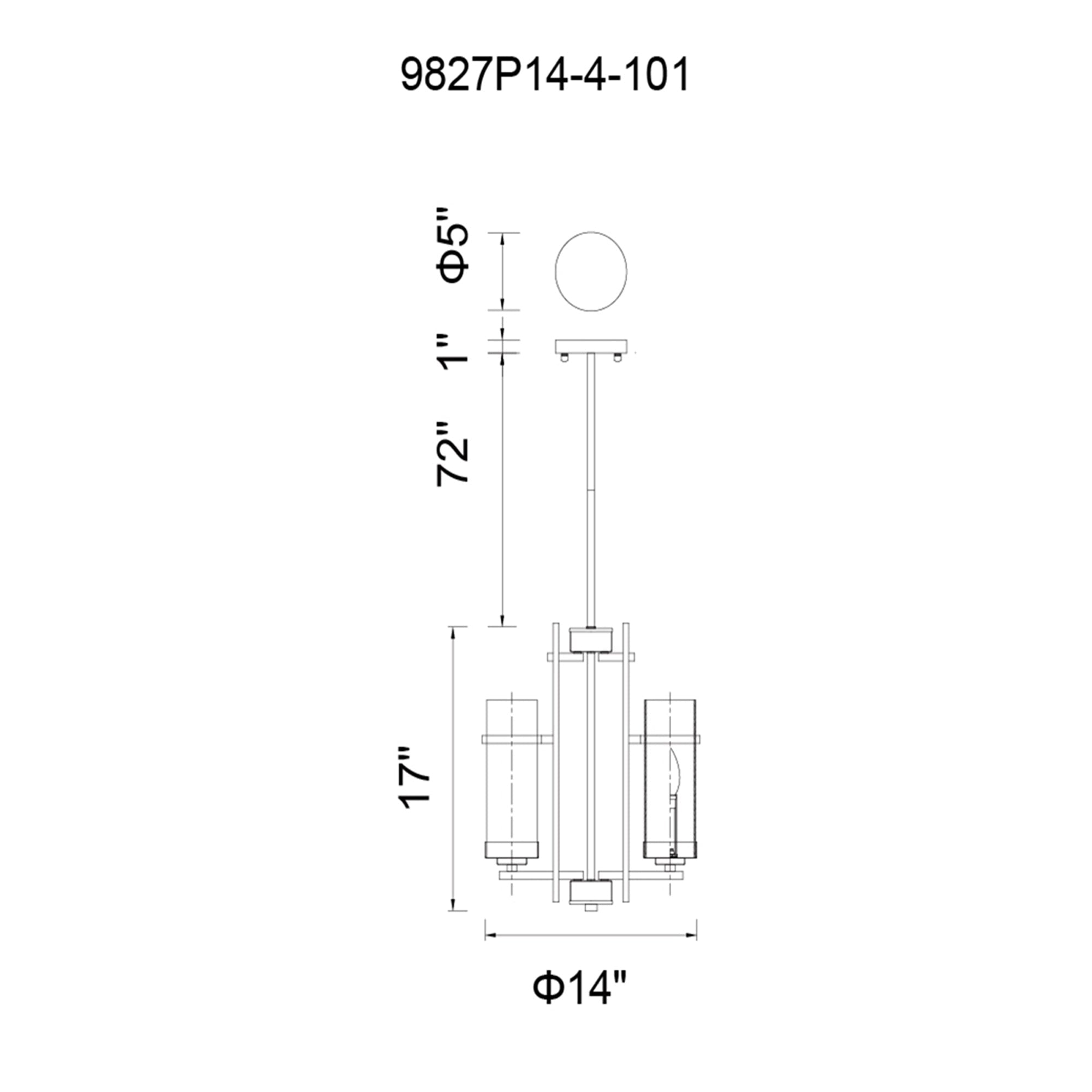 Sierra 4 Light 14in Black Mini Pendant - CWI Lighting