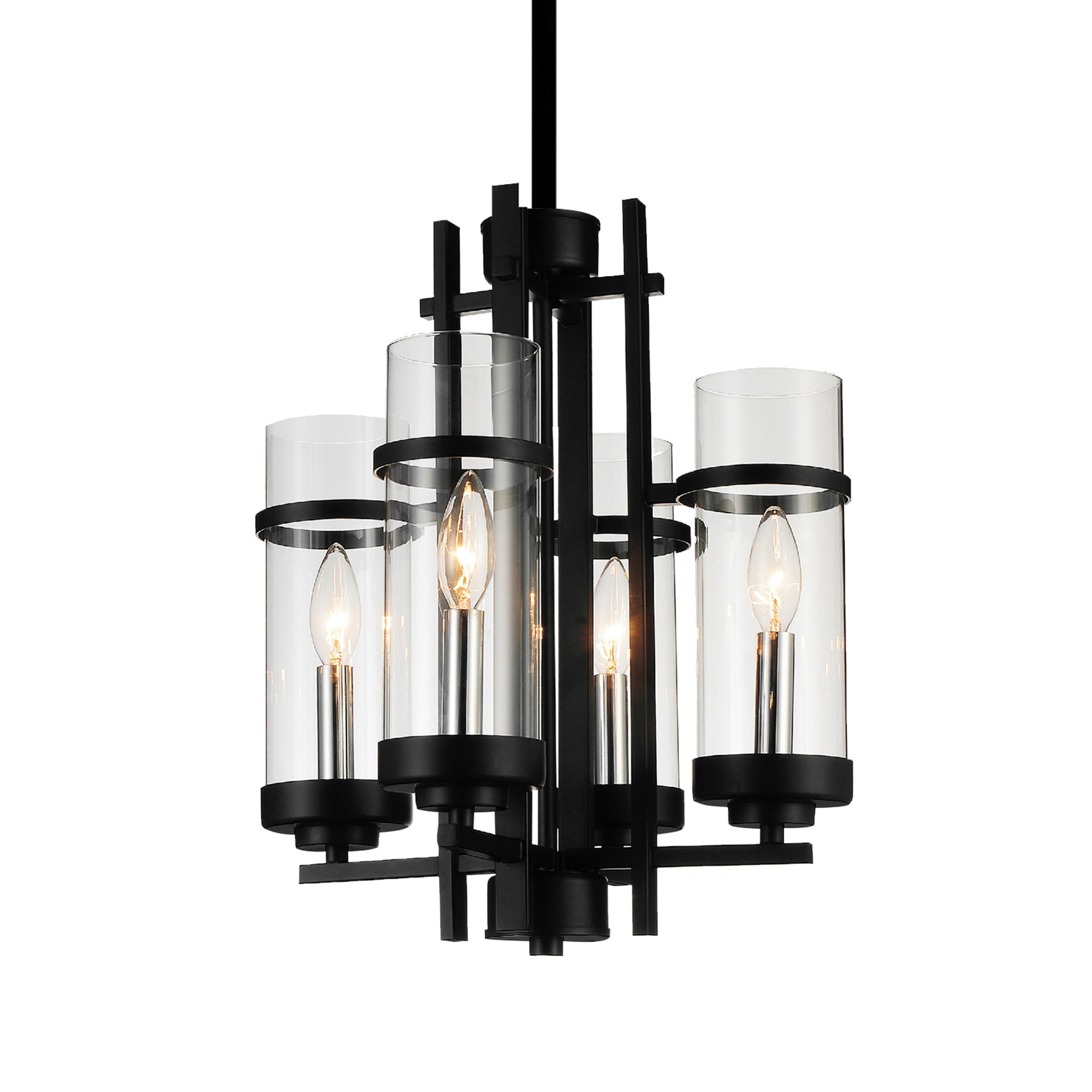 Sierra 4 Light 14in Black Mini Pendant - CWI Lighting