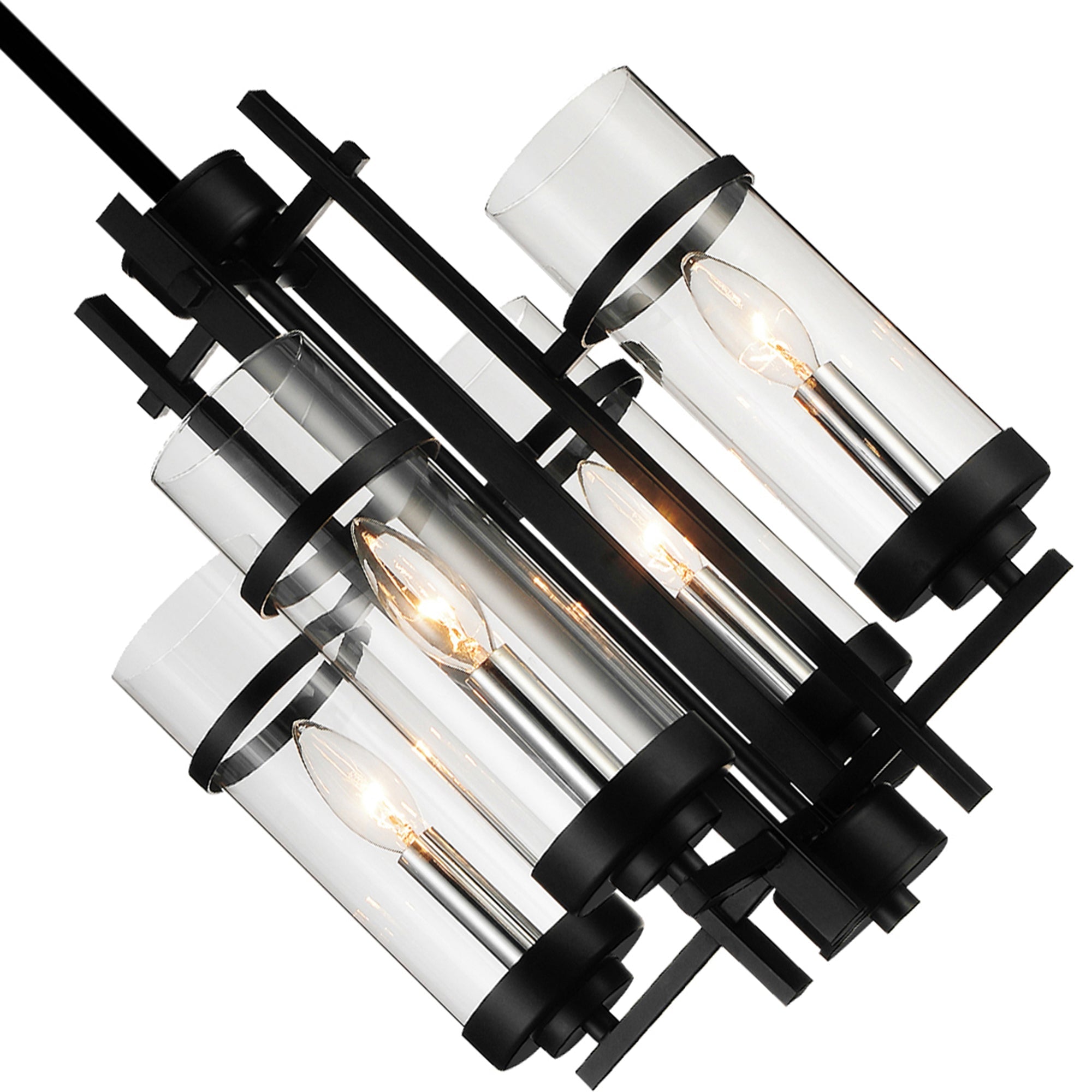 Sierra 4 Light 14in Black Mini Pendant - CWI Lighting