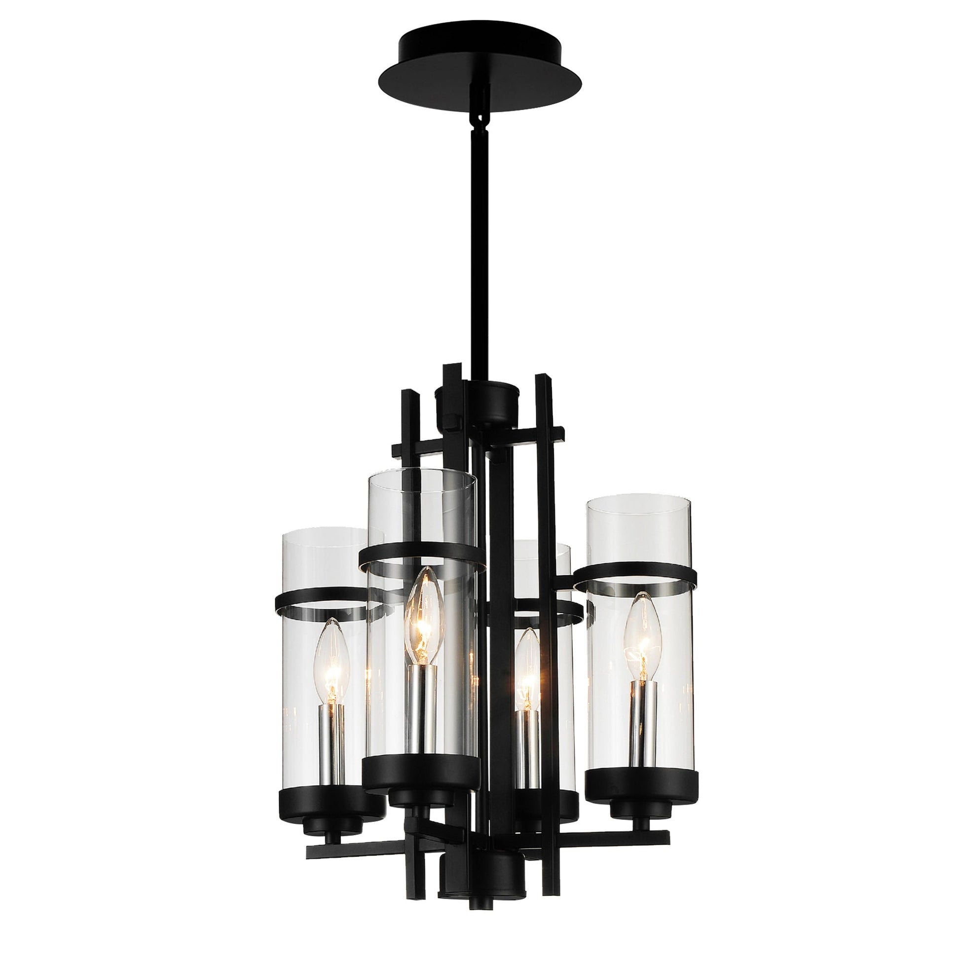 Sierra 4 Light 14in Black Mini Pendant - CWI Lighting