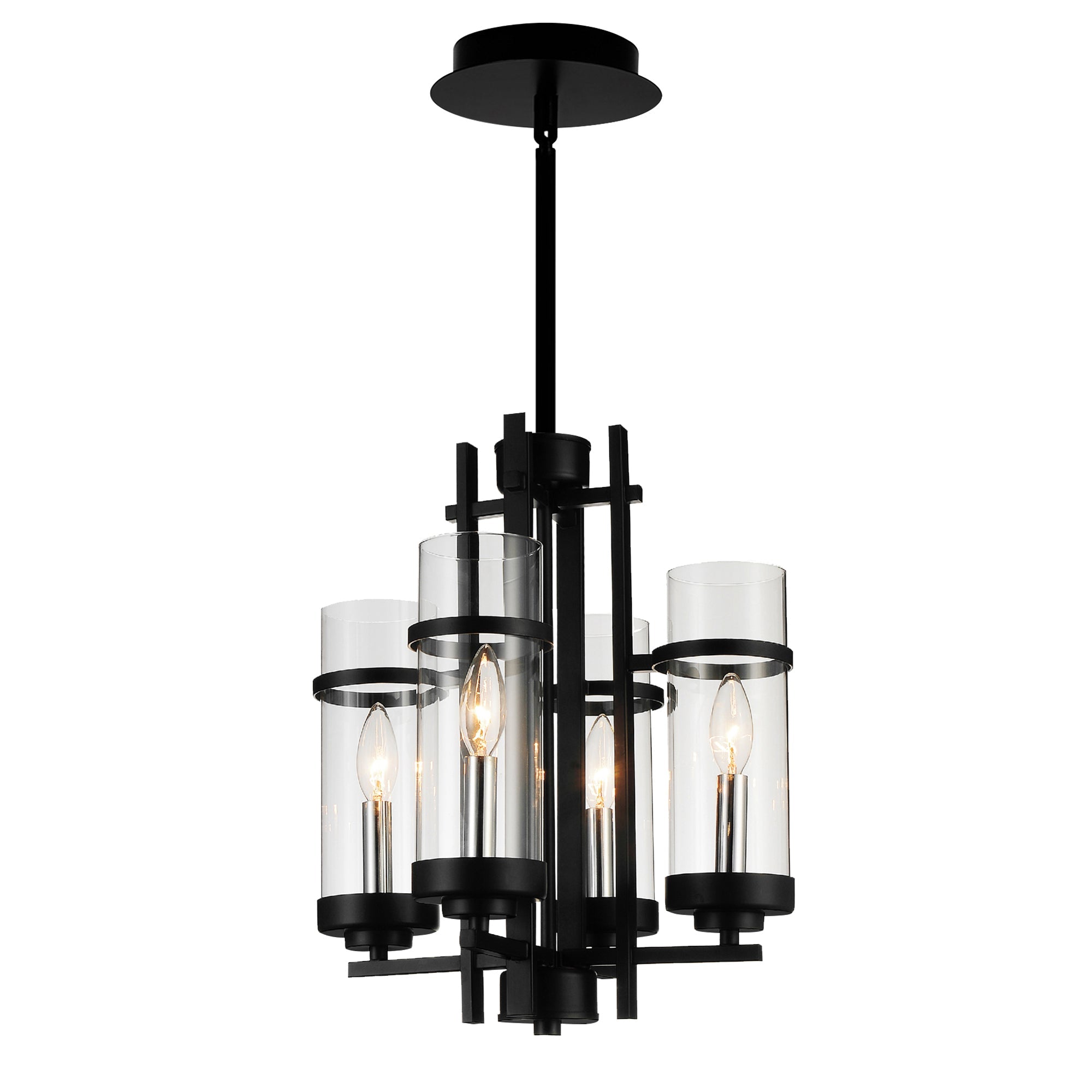 Sierra 4 Light 14in Black Mini Pendant - CWI Lighting