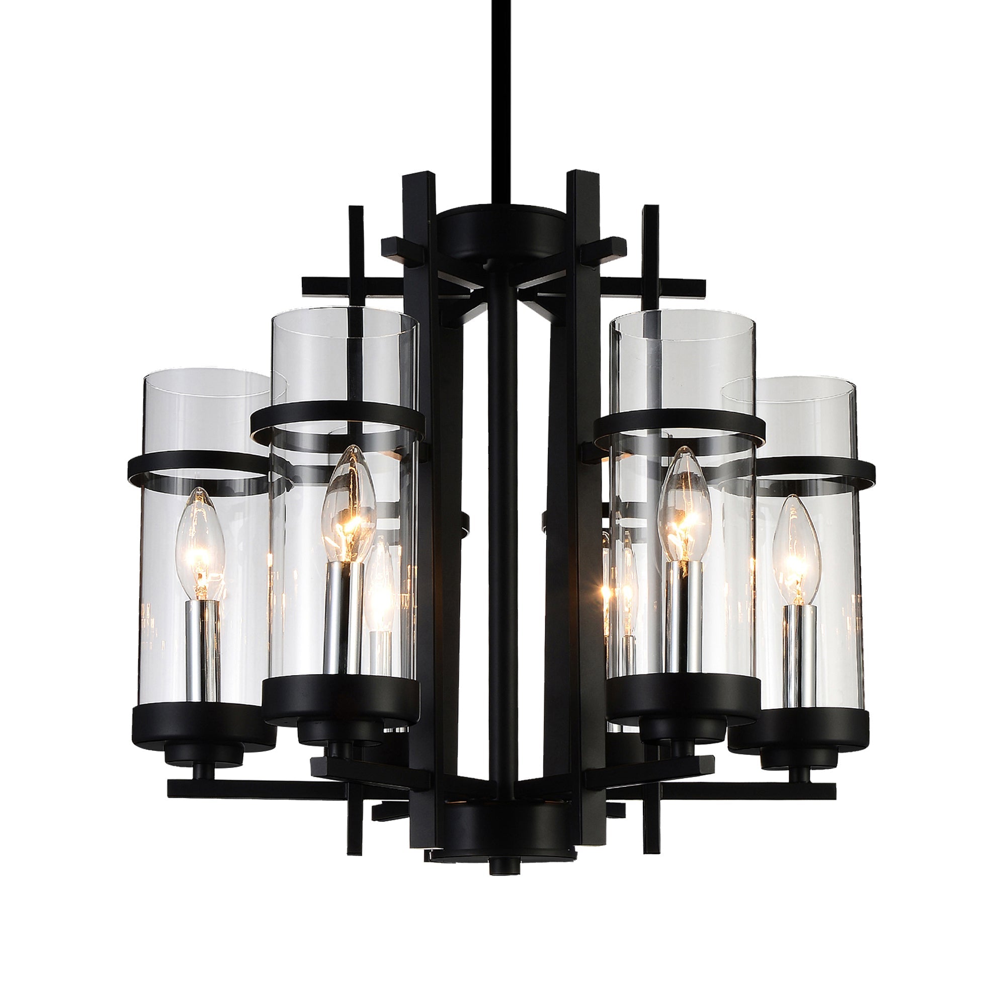 Sierra 6 Light 18in Black Chandelier - CWI Lighting