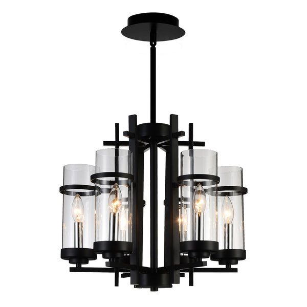 Sierra 6 Light 18in Black Chandelier - CWI Lighting