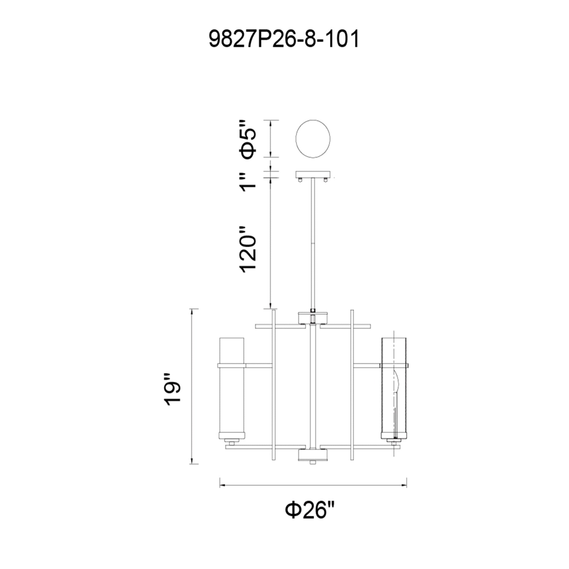 Sierra 8 Light 26in Black Chandelier - CWI Lighting