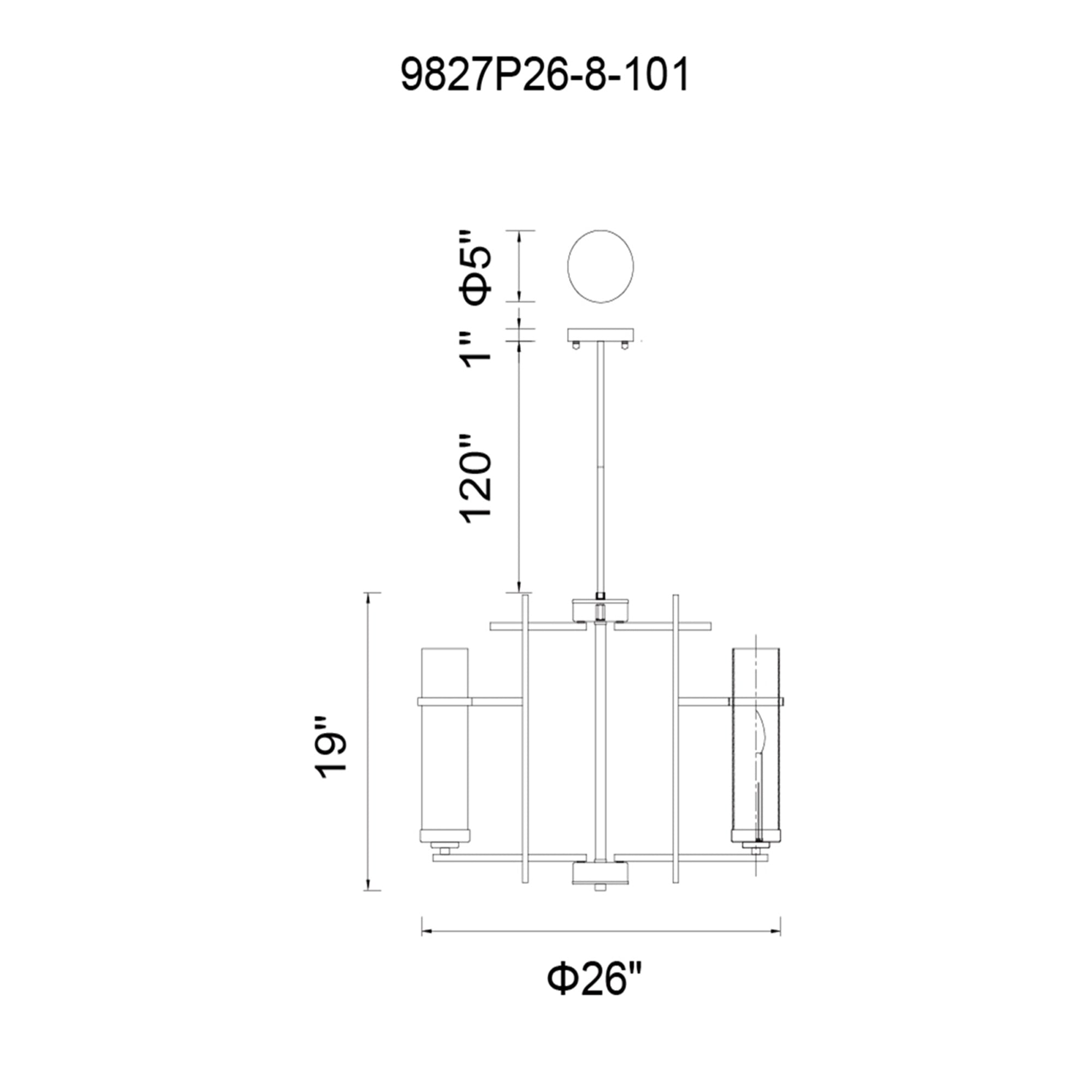 Sierra 8 Light 26in Black Chandelier - CWI Lighting