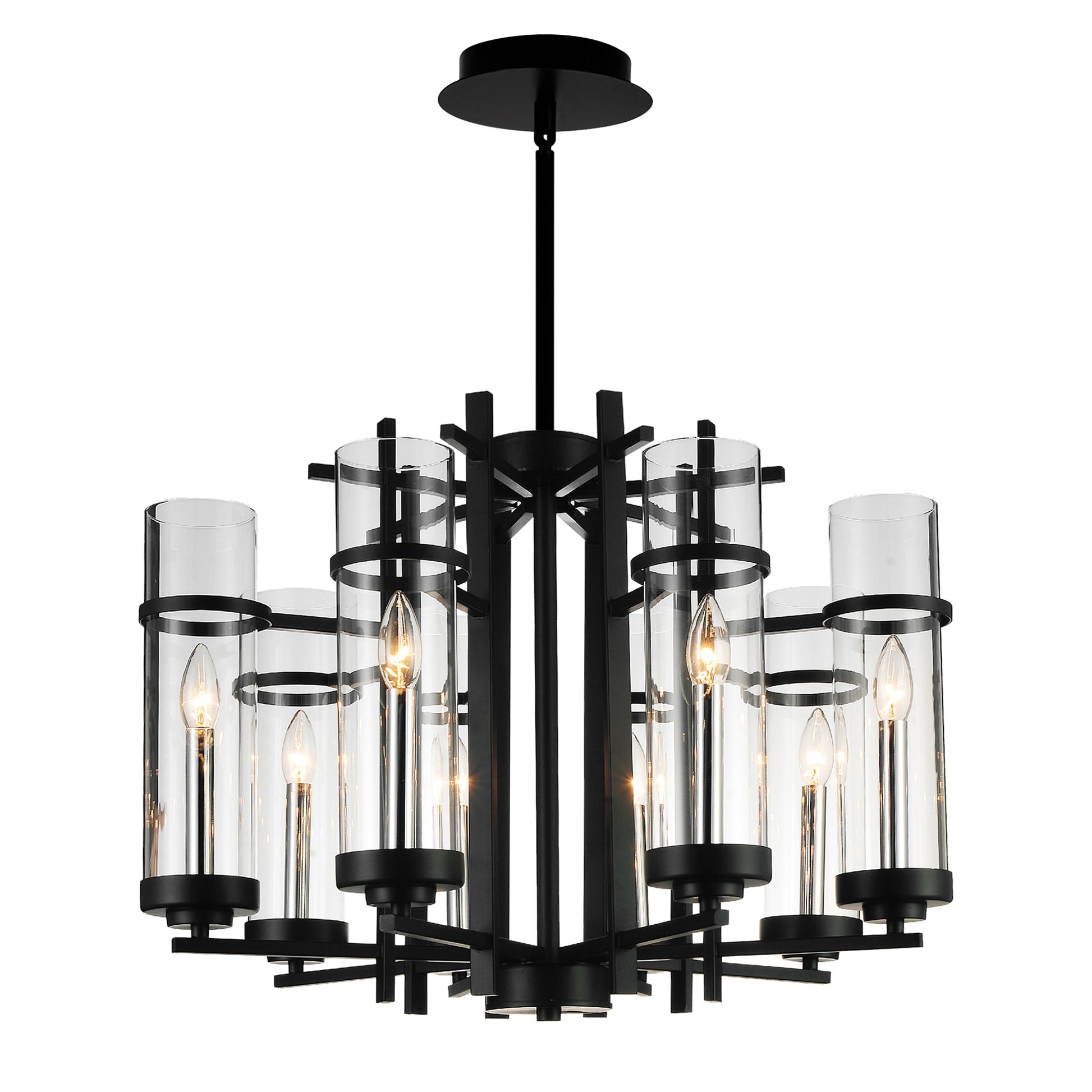 Sierra 8 Light 26in Black Chandelier - CWI Lighting