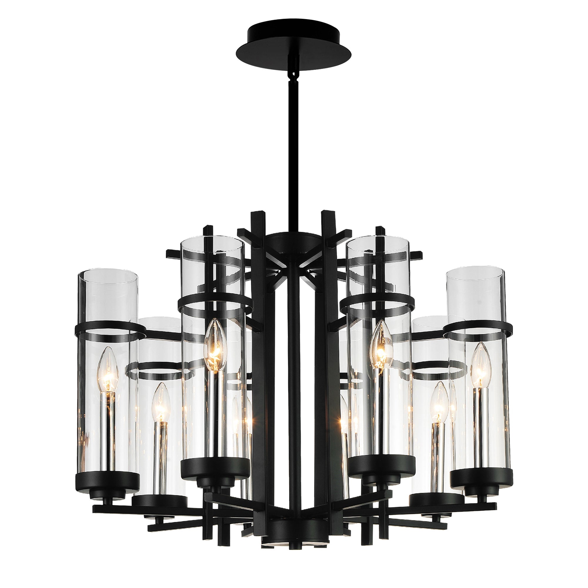 Sierra 8 Light 26in Black Chandelier - CWI Lighting