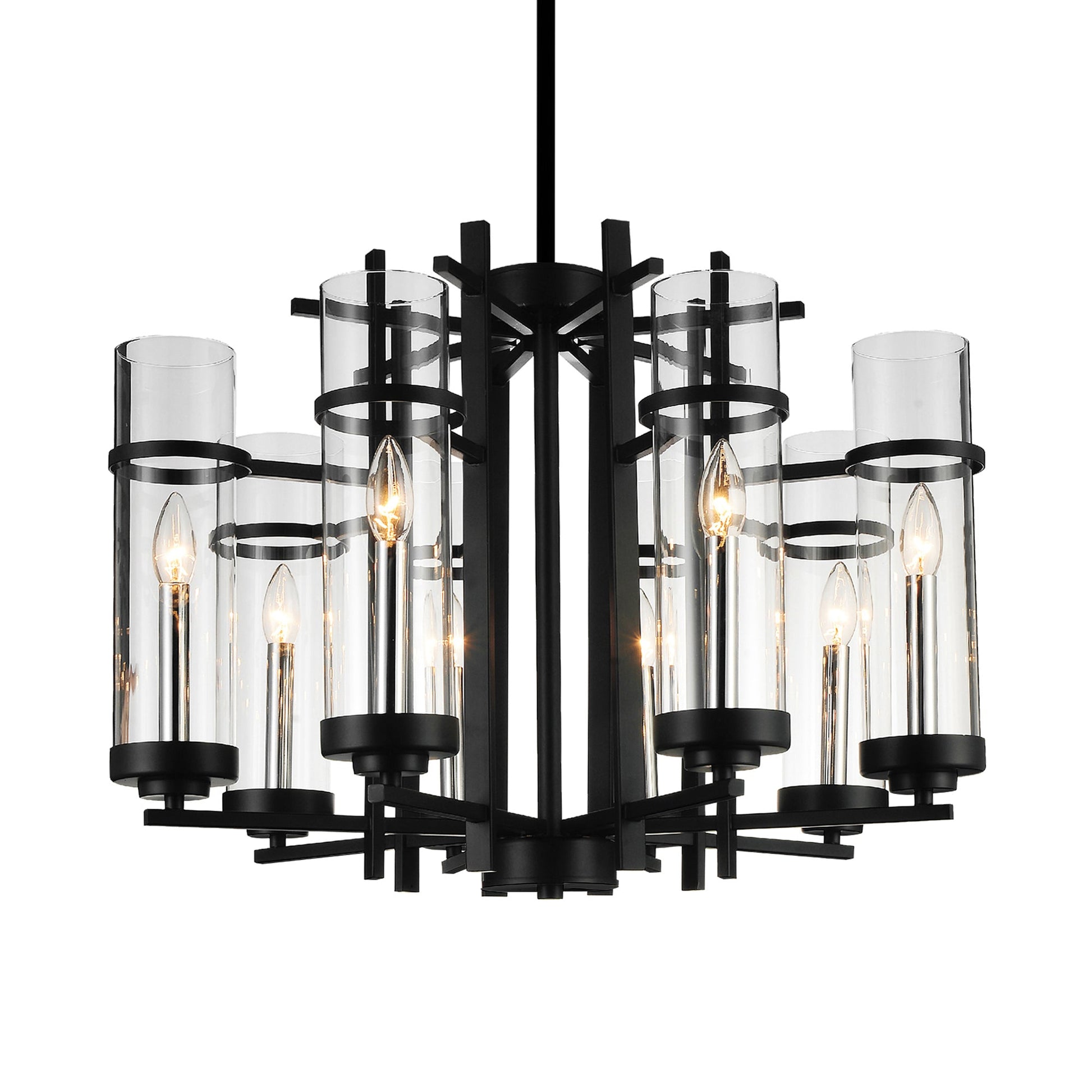 Sierra 8 Light 26in Black Chandelier - CWI Lighting