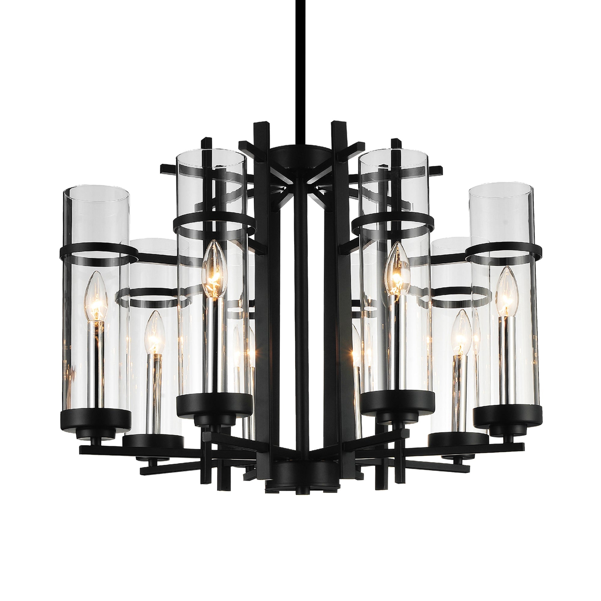Sierra 8 Light 26in Black Chandelier - CWI Lighting