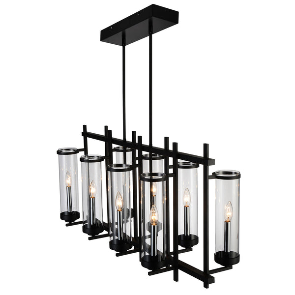 Sierra 8 Light 38in Black Chandelier - CWI Lighting