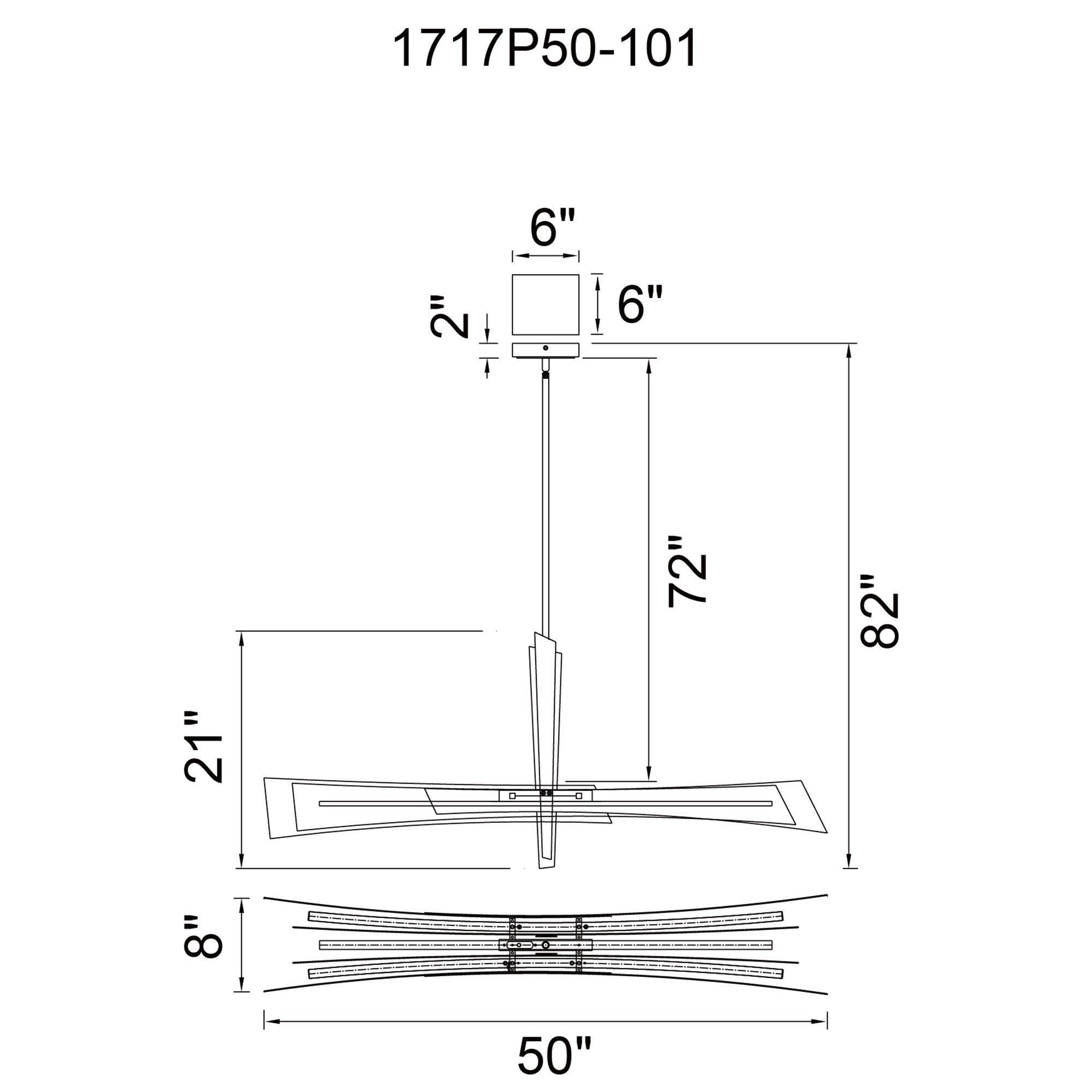 Solara Integrated LED 50in Black Chandelier - CWI Lighting