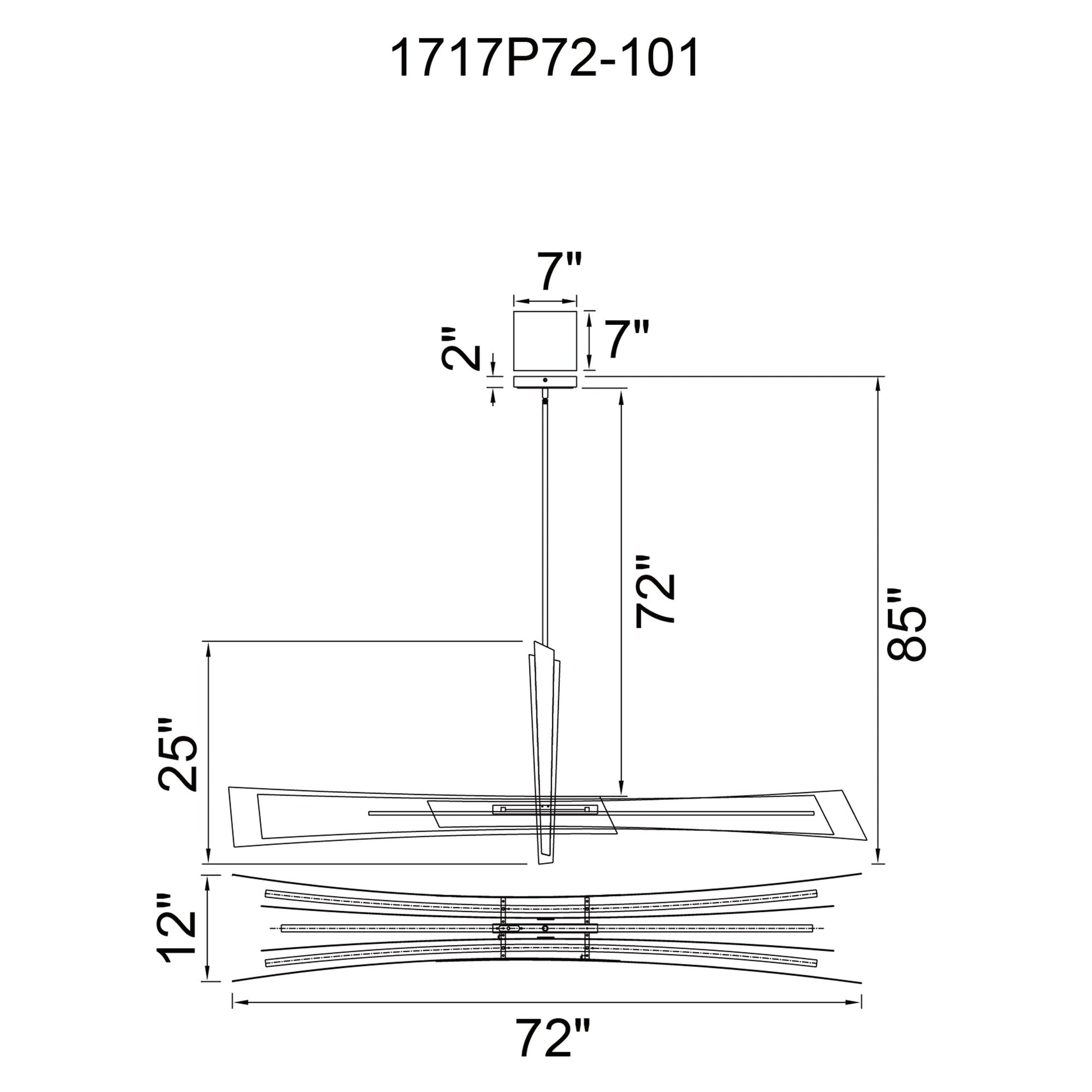 Solara Integrated LED 72in Black Chandelier - CWI Lighting