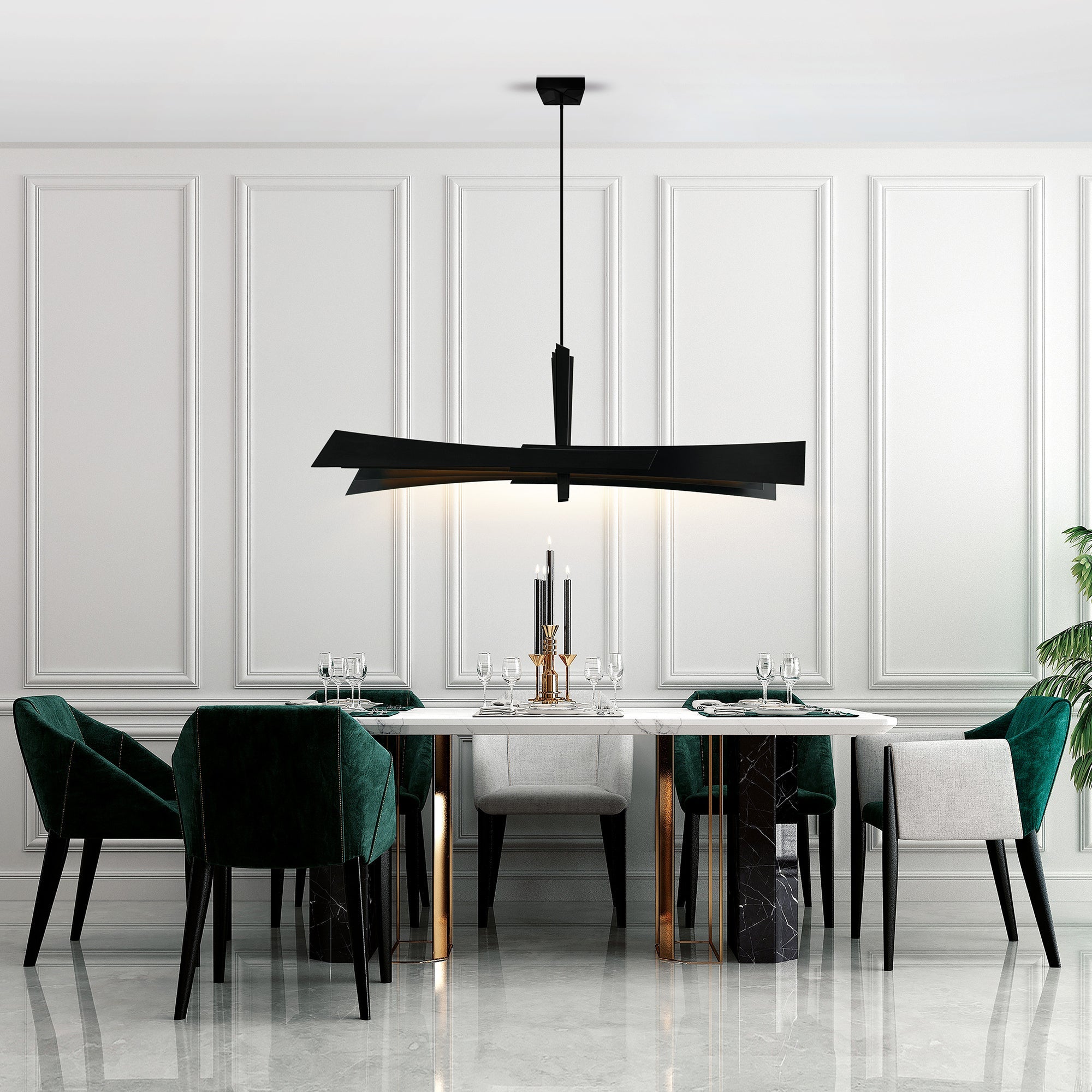 Solara Integrated LED 72in Black Chandelier - CWI Lighting