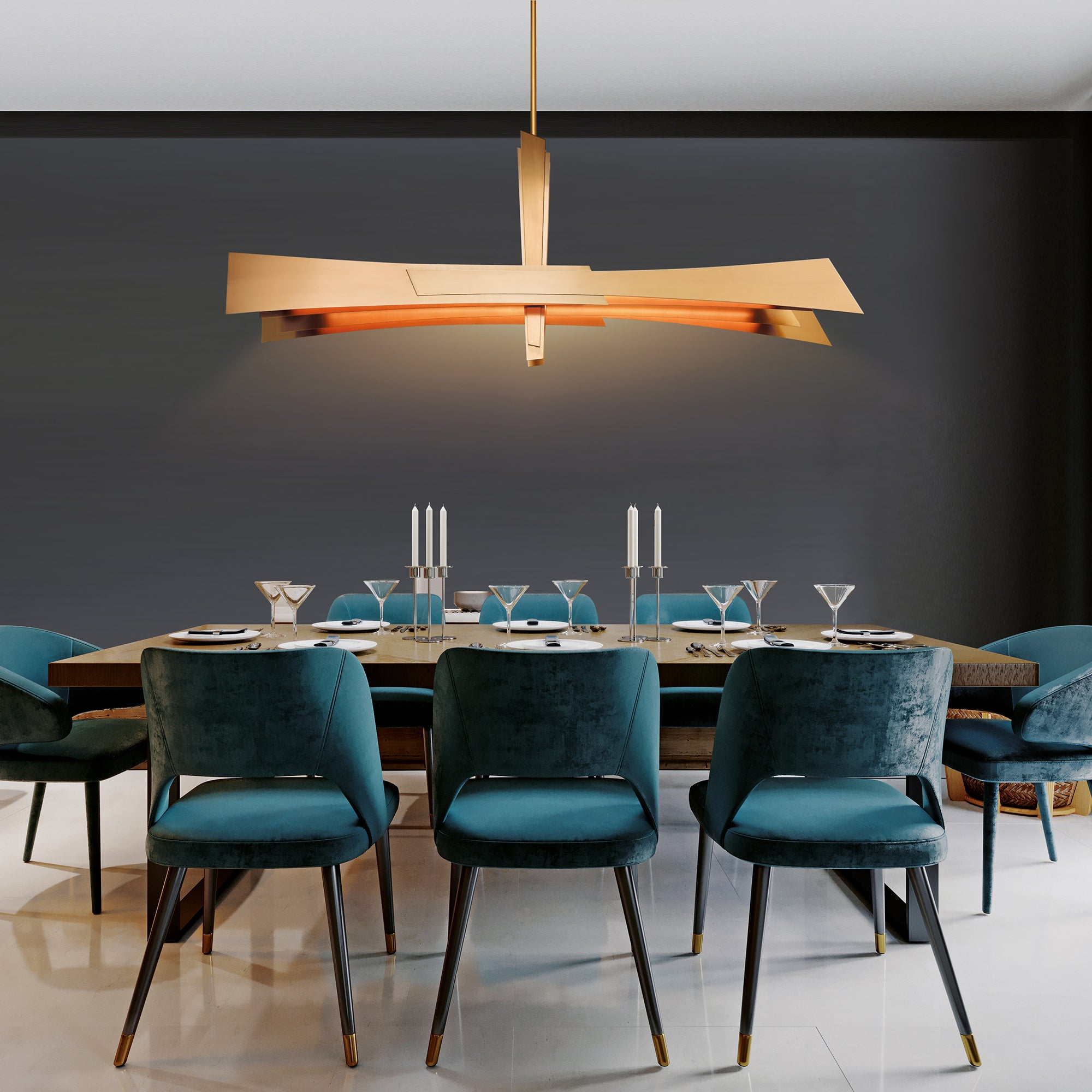 Solara Integrated LED 72in Brass Chandelier - CWI Lighting