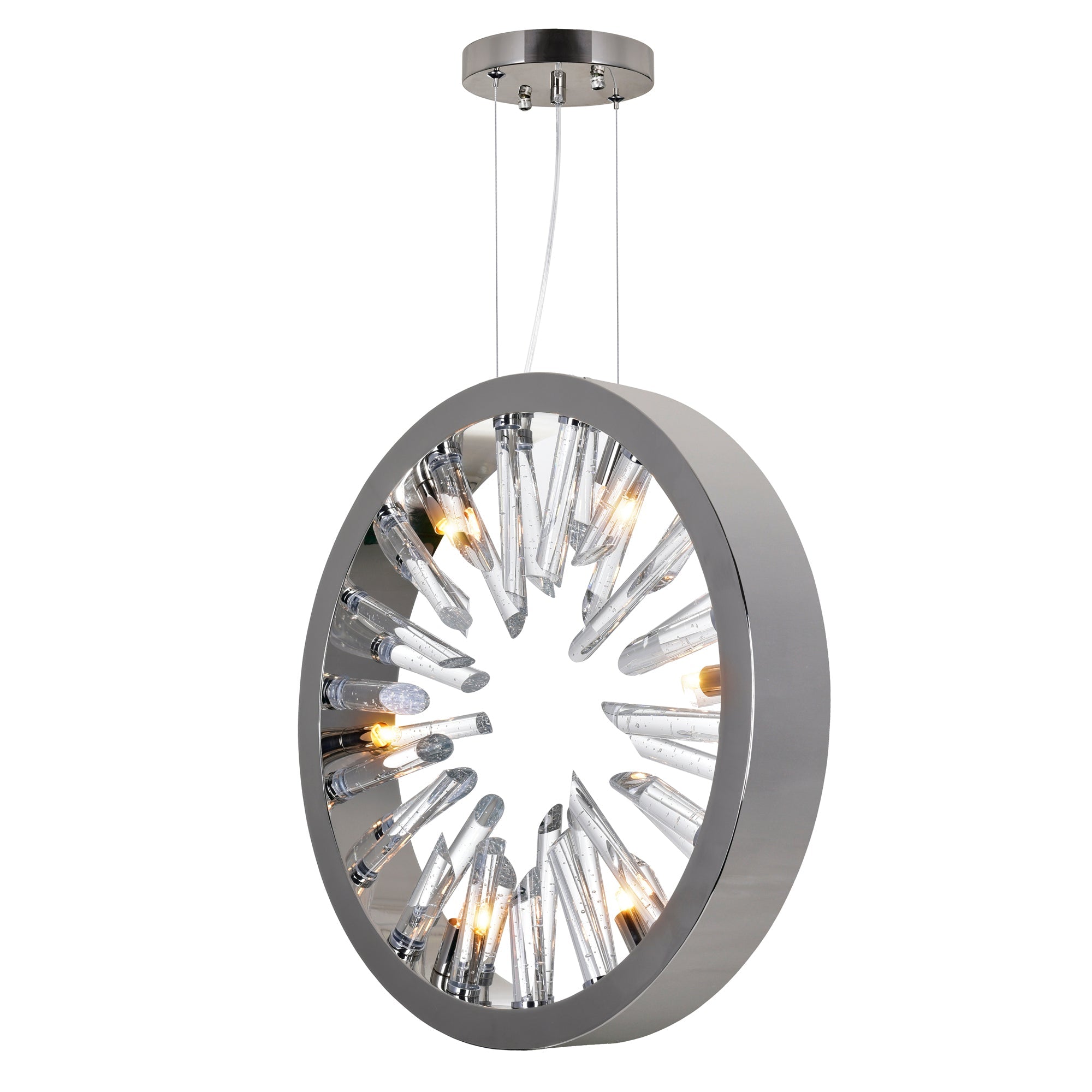 Spiked 6 Light Chandelier With Polished Nickel Finish - CWI Lighting