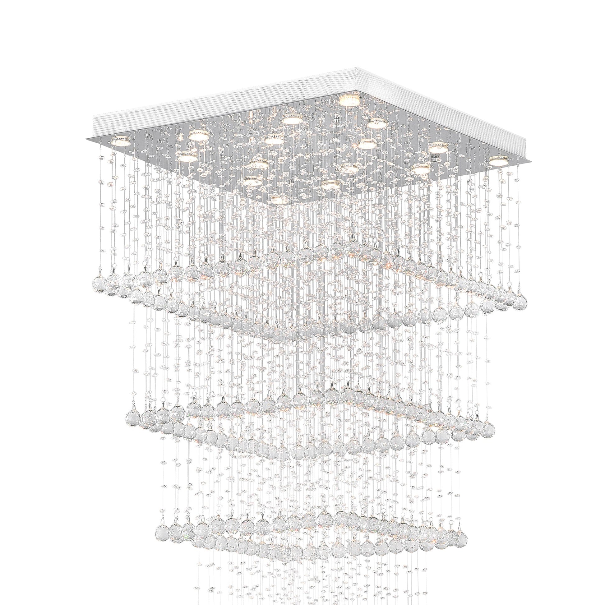Square 16 Light Chandelier With Chrome Finish - CWI Lighting