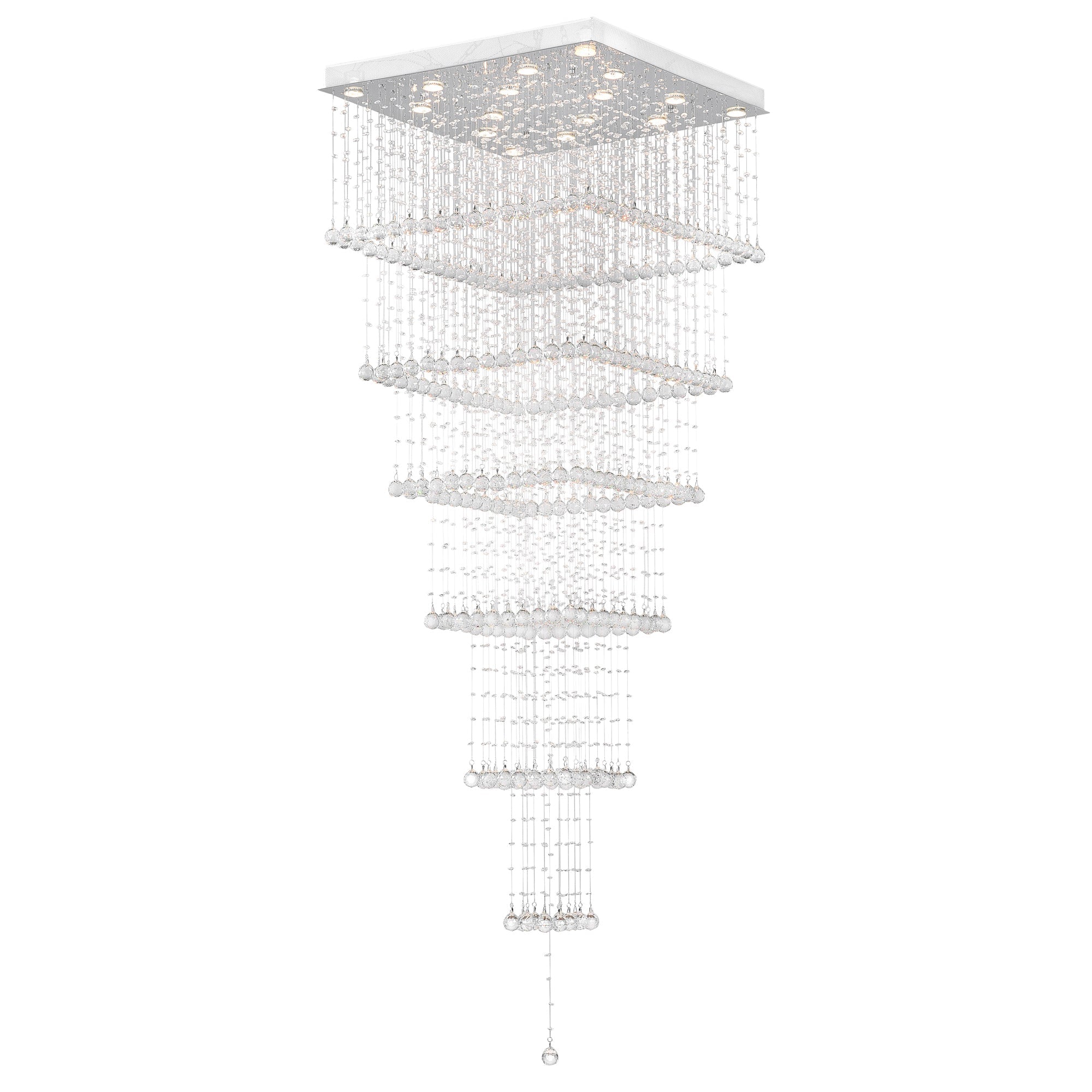 Square 16 Light Chandelier With Chrome Finish - CWI Lighting