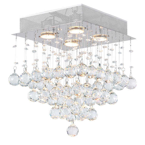 Square 4 Light Chandelier With Chrome Finish - CWI Lighting