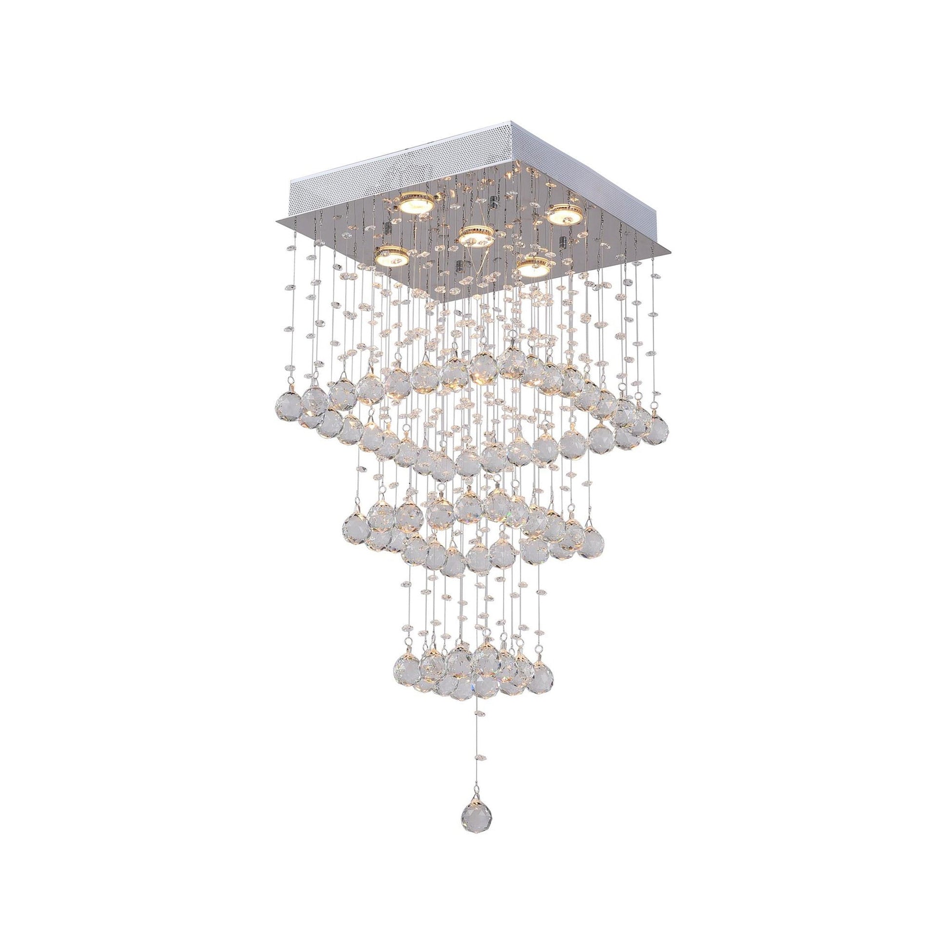 Square 5 Light Chandelier With Chrome Finish - CWI Lighting