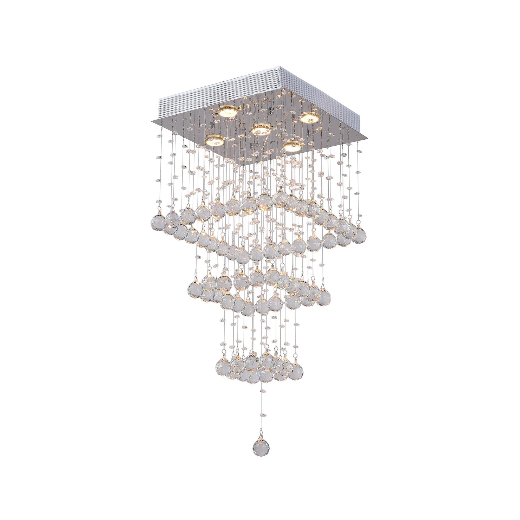 Square 5 Light Chandelier With Chrome Finish - CWI Lighting