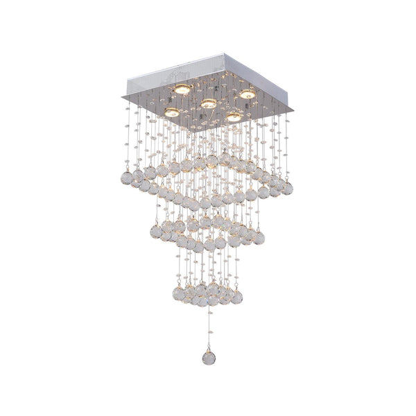 Square 5 Light Chandelier With Chrome Finish - CWI Lighting