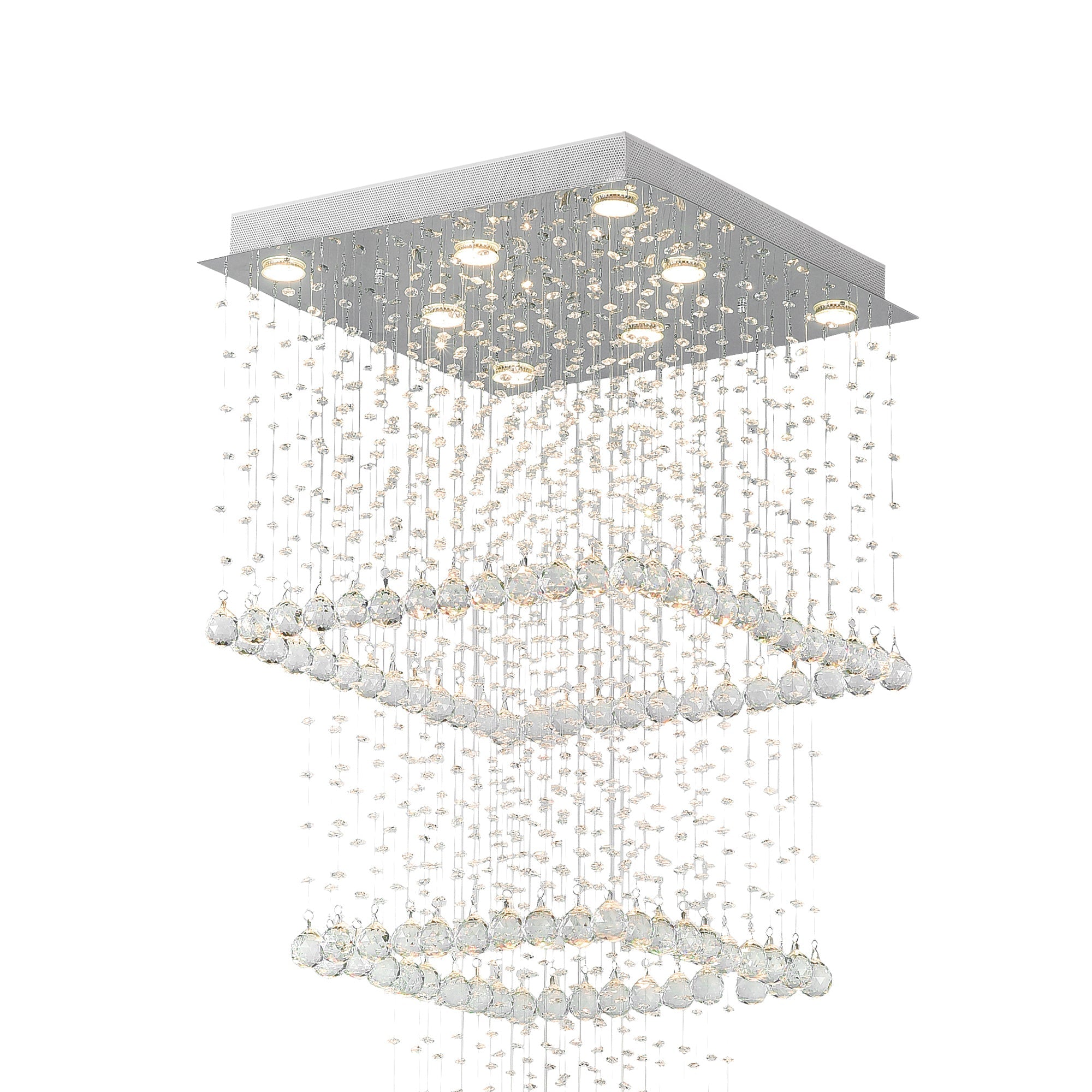 Square 8 Light Chandelier With Chrome Finish - CWI Lighting