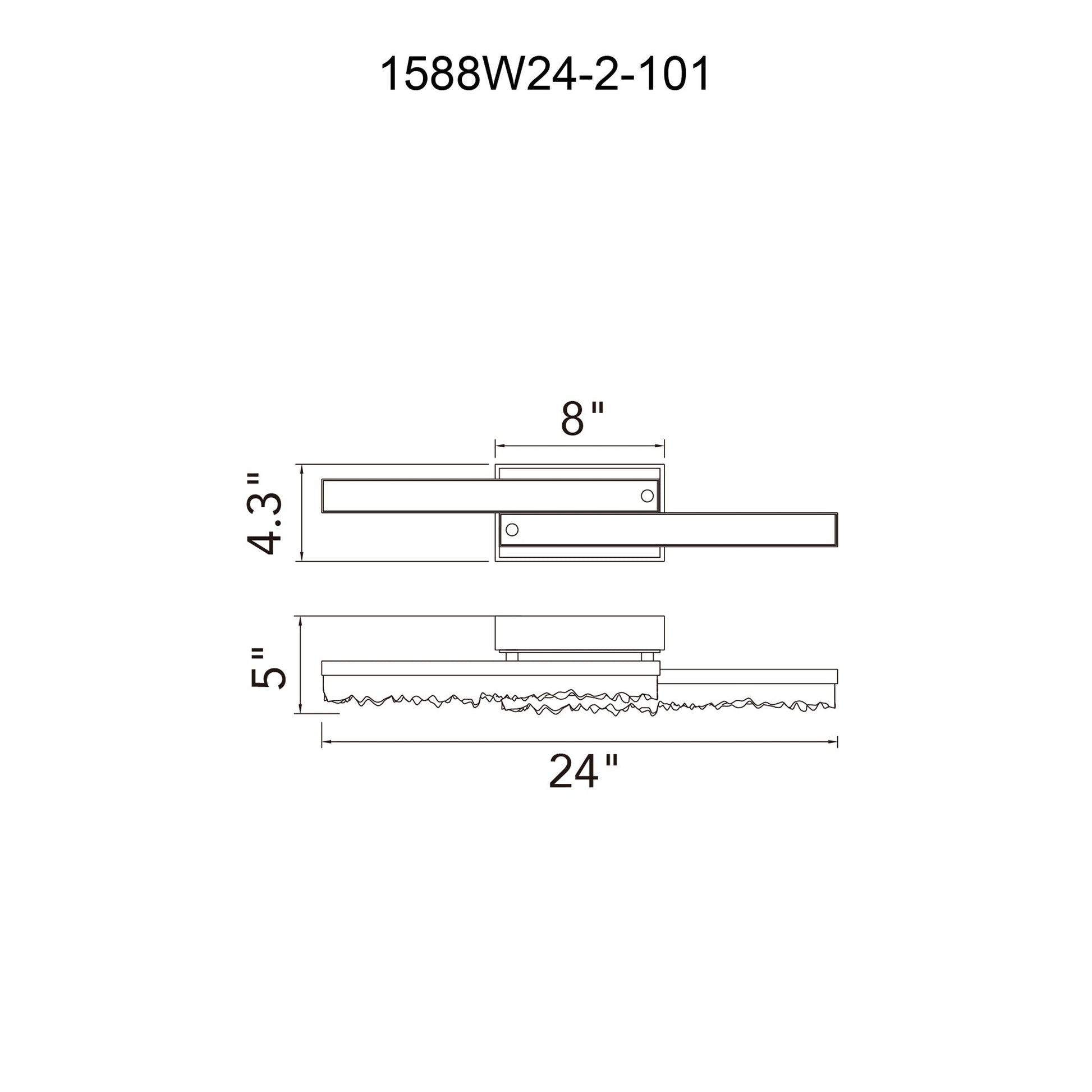 Stagger Integrated LED 24in Black Vanity Light with Handcrafted Glass - CWI Lighting