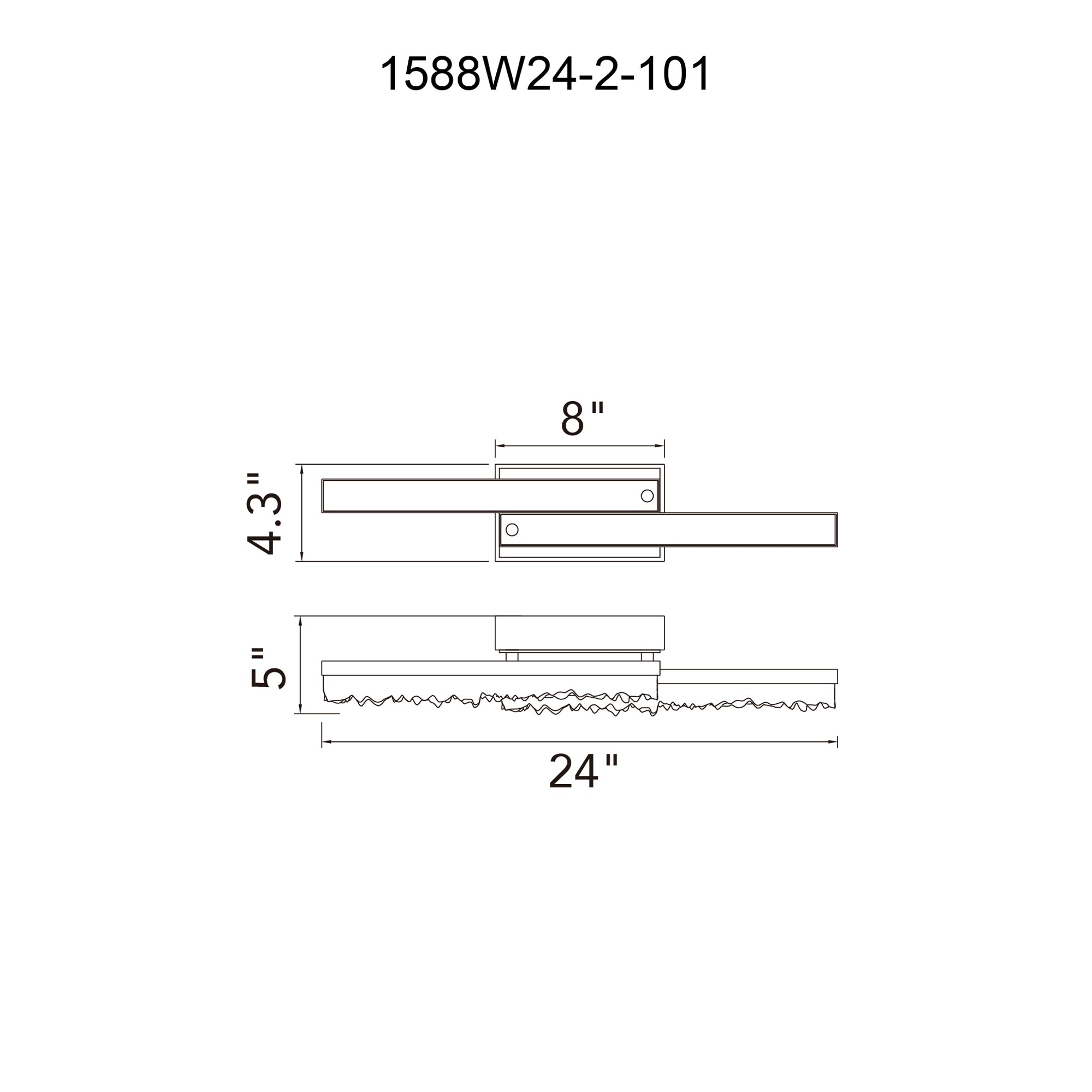 Stagger Integrated LED 24in Black Vanity Light with Handcrafted Glass - CWI Lighting