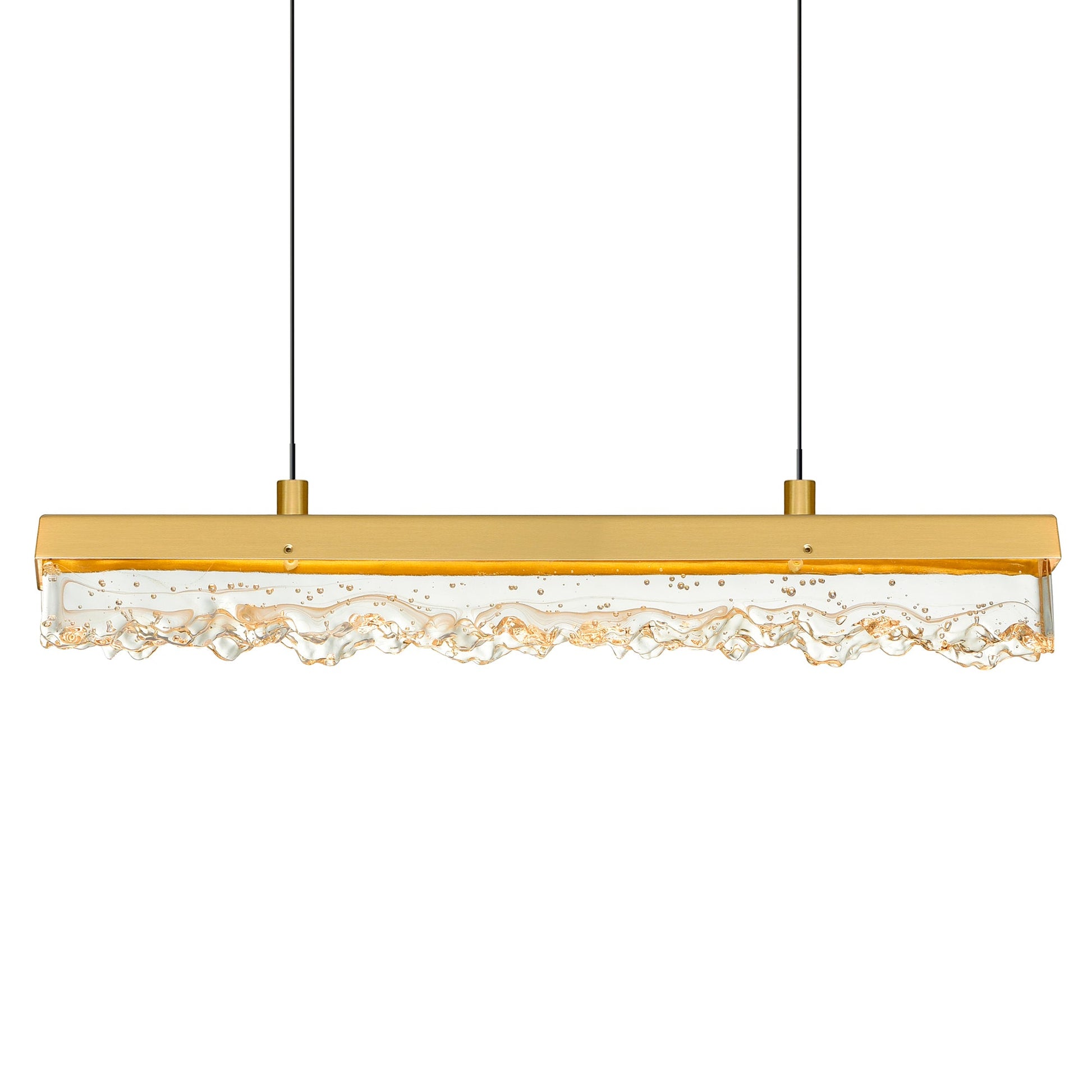 Stagger Integrated LED 48in Brass Chandelier with Handcrafted Glass - CWI Lighting
