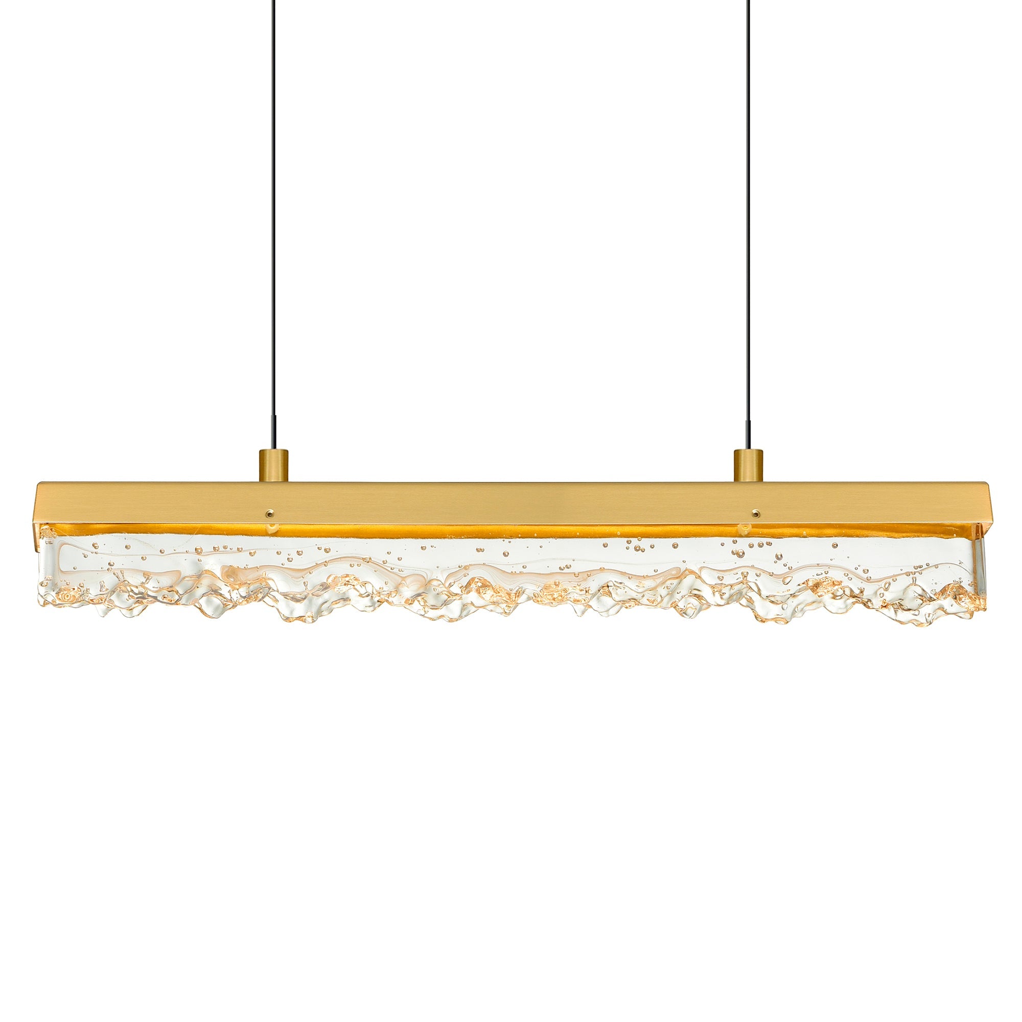 Stagger Integrated LED 48in Brass Chandelier with Handcrafted Glass - CWI Lighting