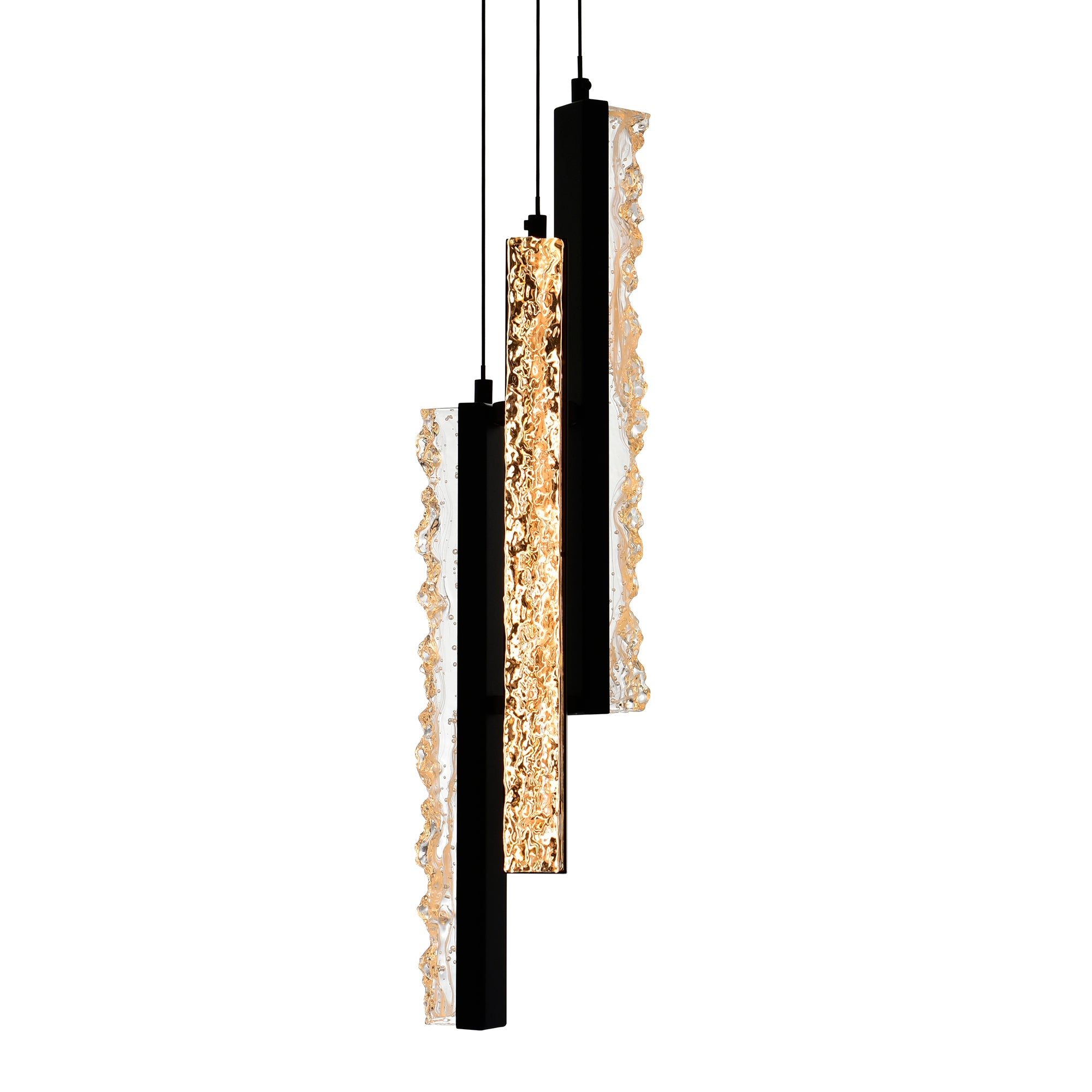 Stagger Integrated LED 6in Black Mini Pendant with Handcrafted Glass - CWI Lighting