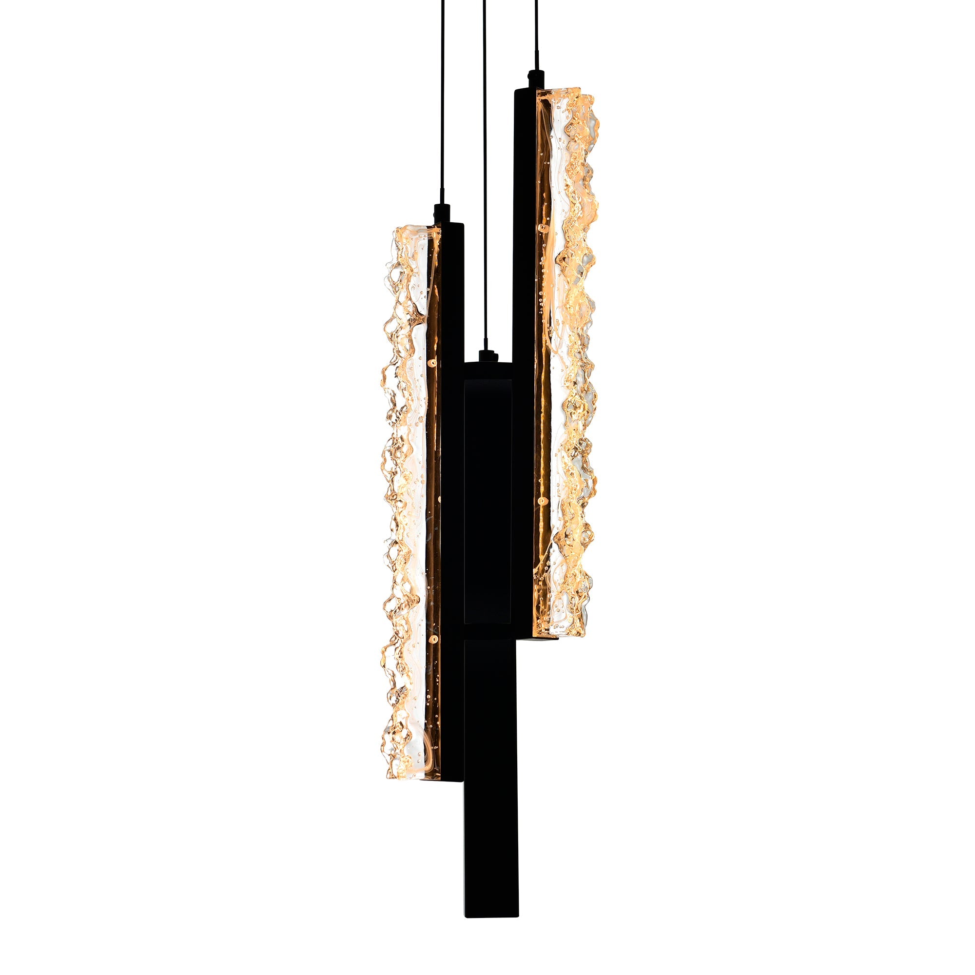 Stagger Integrated LED 6in Black Mini Pendant with Handcrafted Glass - CWI Lighting