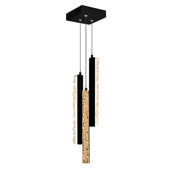 Stagger Integrated LED 6in Black Mini Pendant with Handcrafted Glass - CWI Lighting