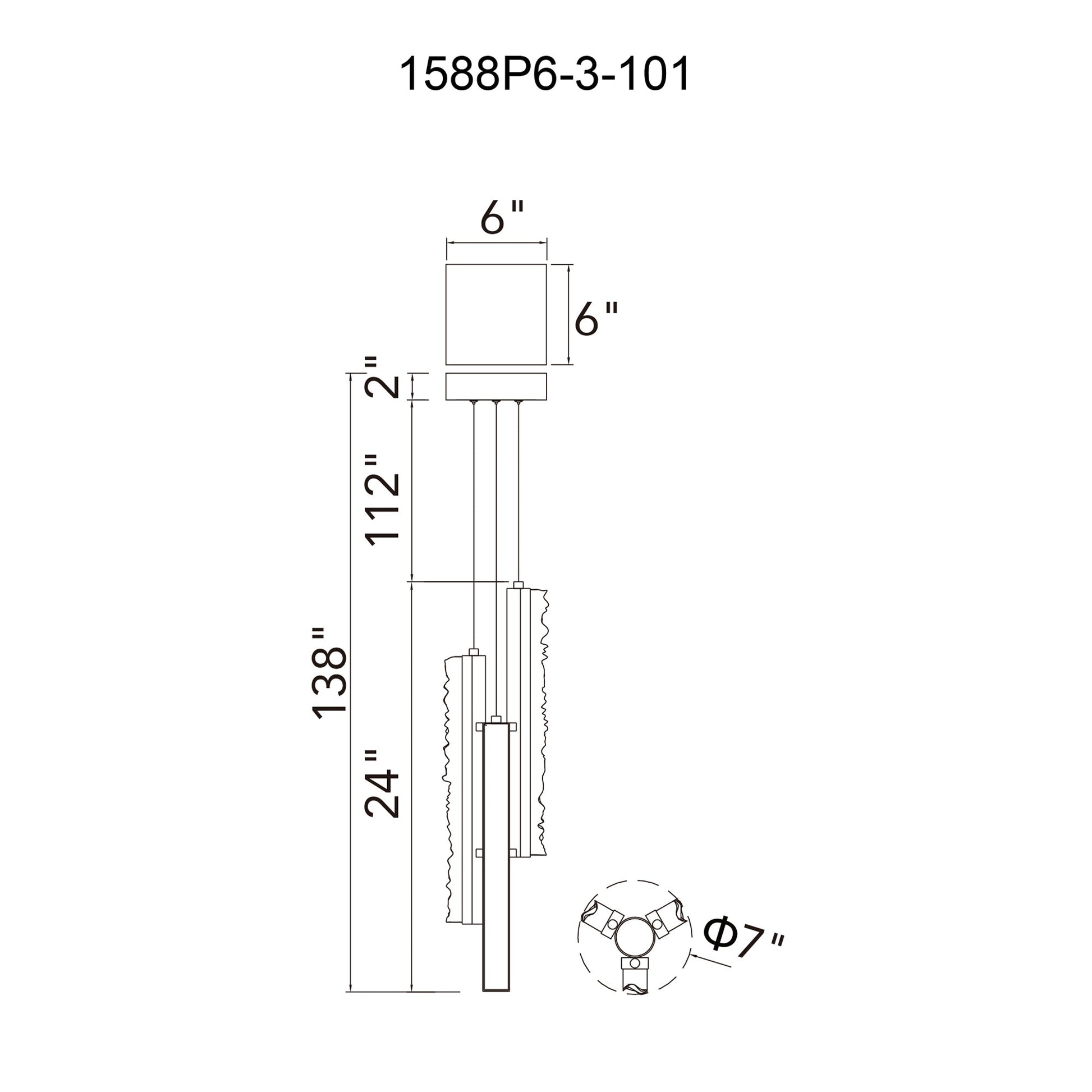 Stagger Integrated LED 6in Black Mini Pendant with Handcrafted Glass - CWI Lighting