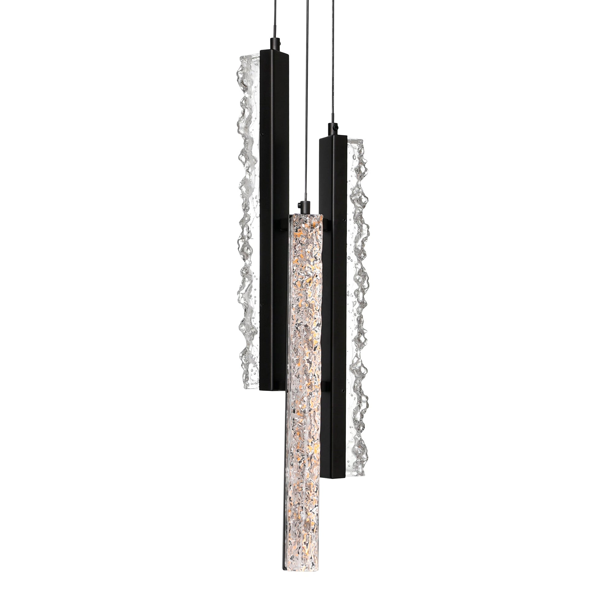 Stagger Integrated LED 6in Black Mini Pendant with Handcrafted Glass - CWI Lighting