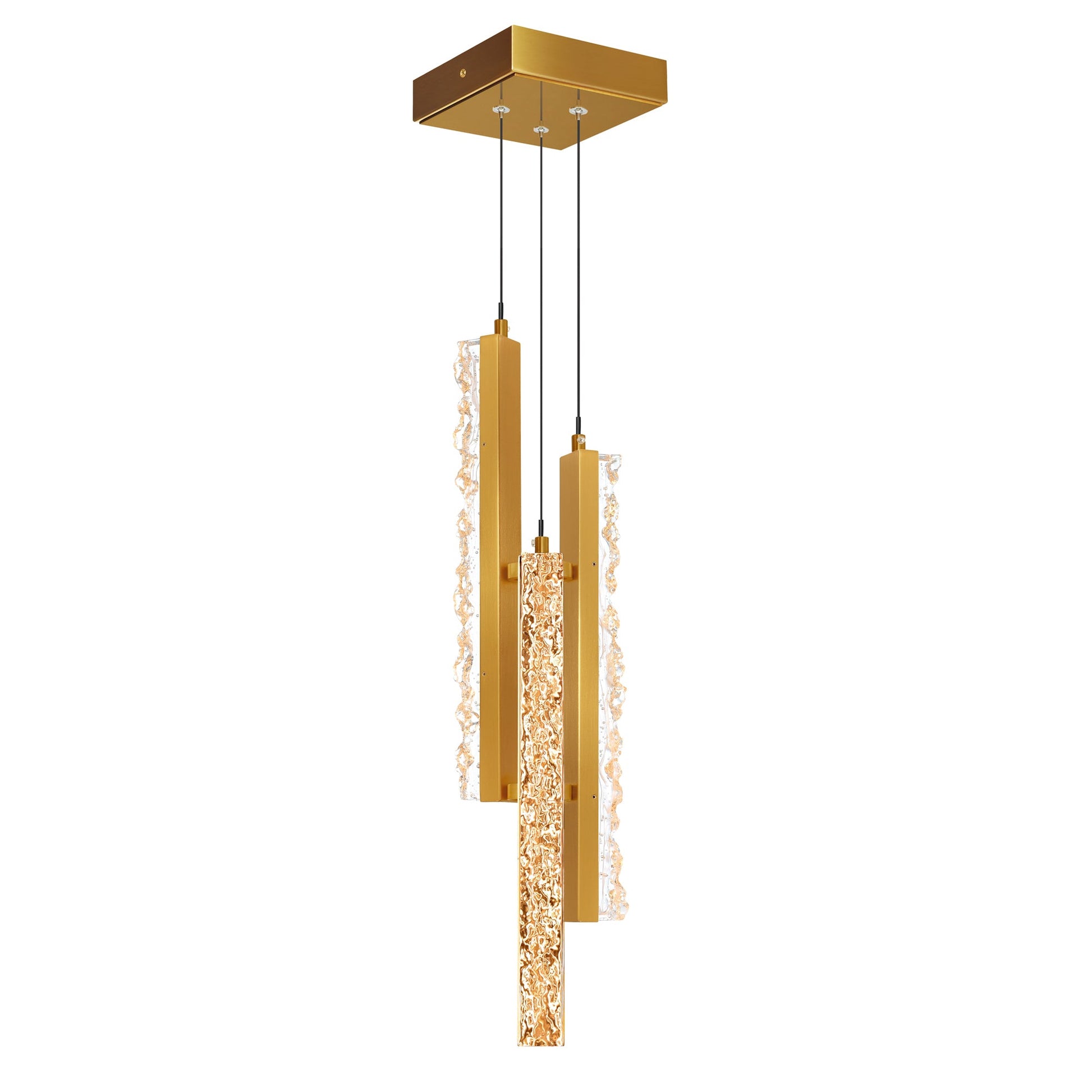 Stagger Integrated LED 6in Brass Mini Pendant with Handcrafted Glass - CWI Lighting