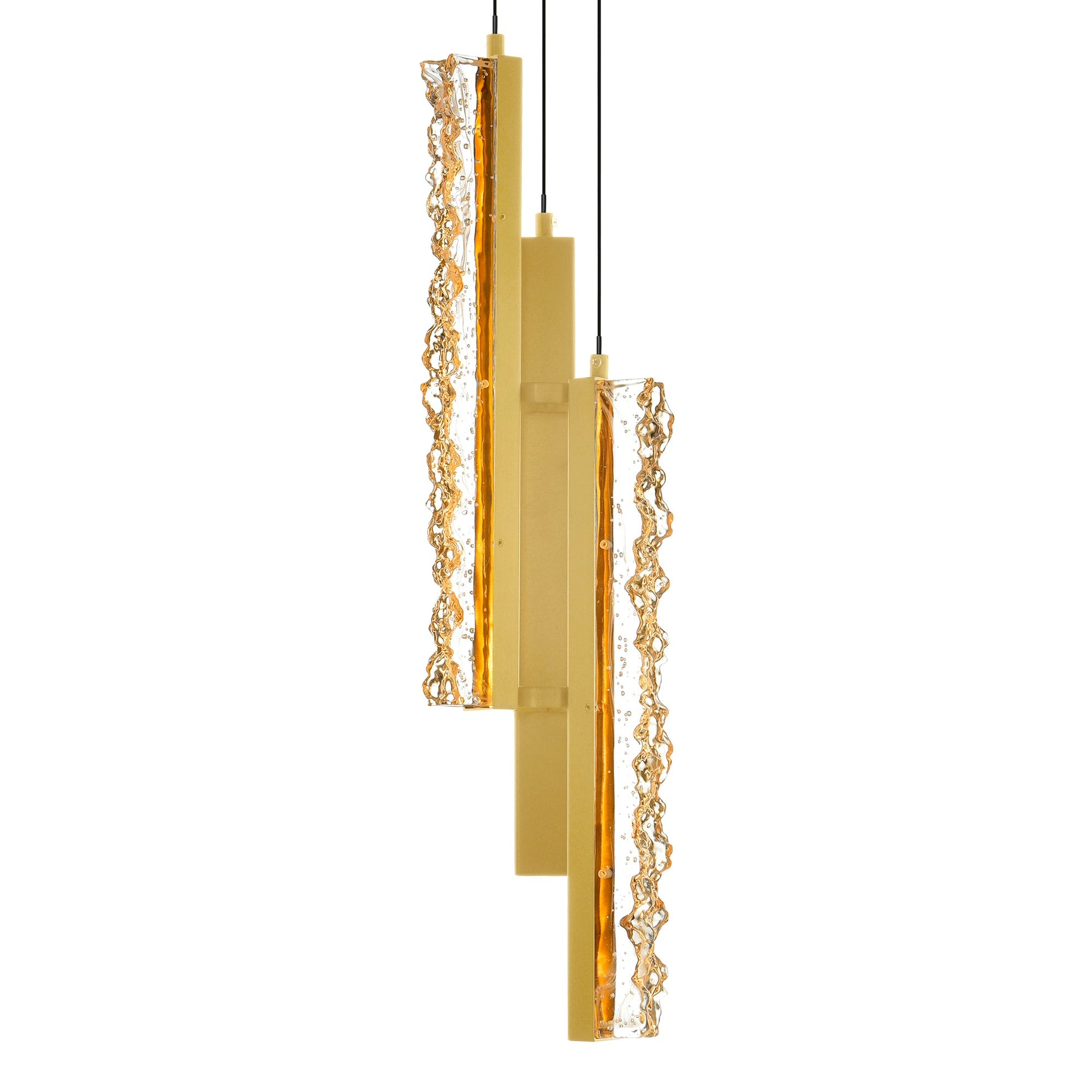 Stagger Integrated LED 6in Brass Mini Pendant with Handcrafted Glass - CWI Lighting