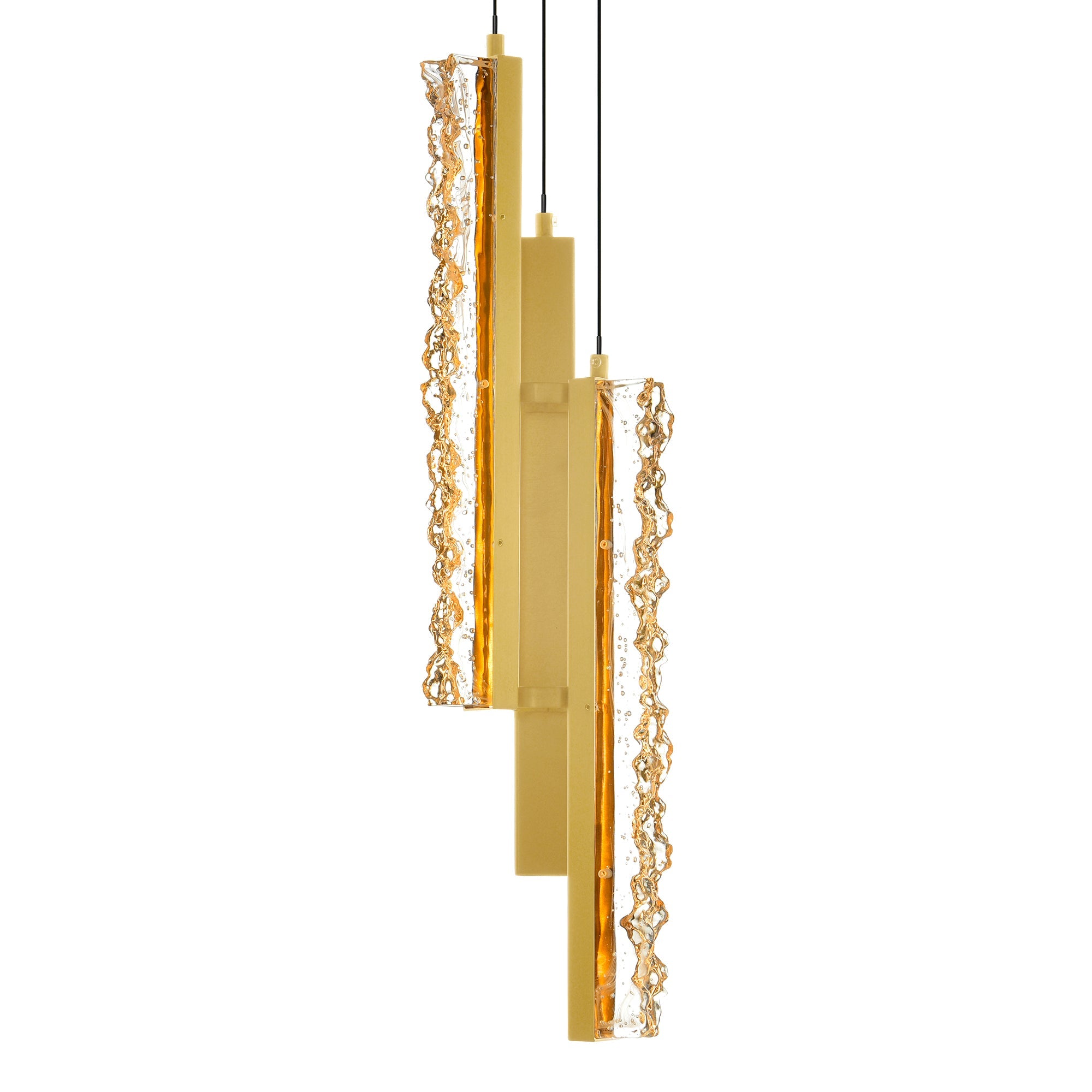 Stagger Integrated LED 6in Brass Mini Pendant with Handcrafted Glass - CWI Lighting