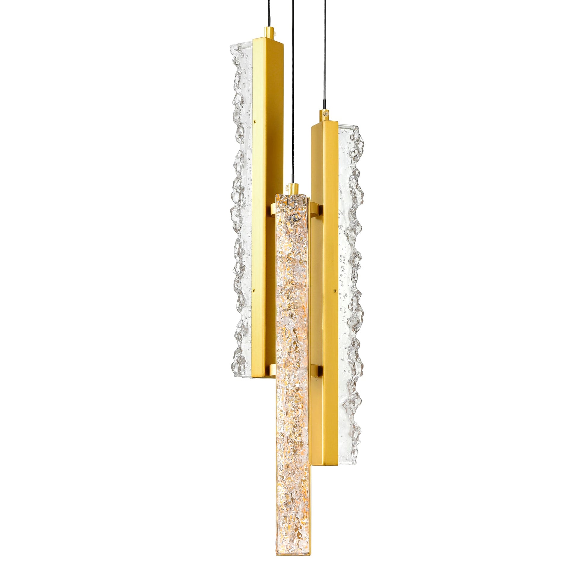 Stagger Integrated LED 6in Brass Mini Pendant with Handcrafted Glass - CWI Lighting