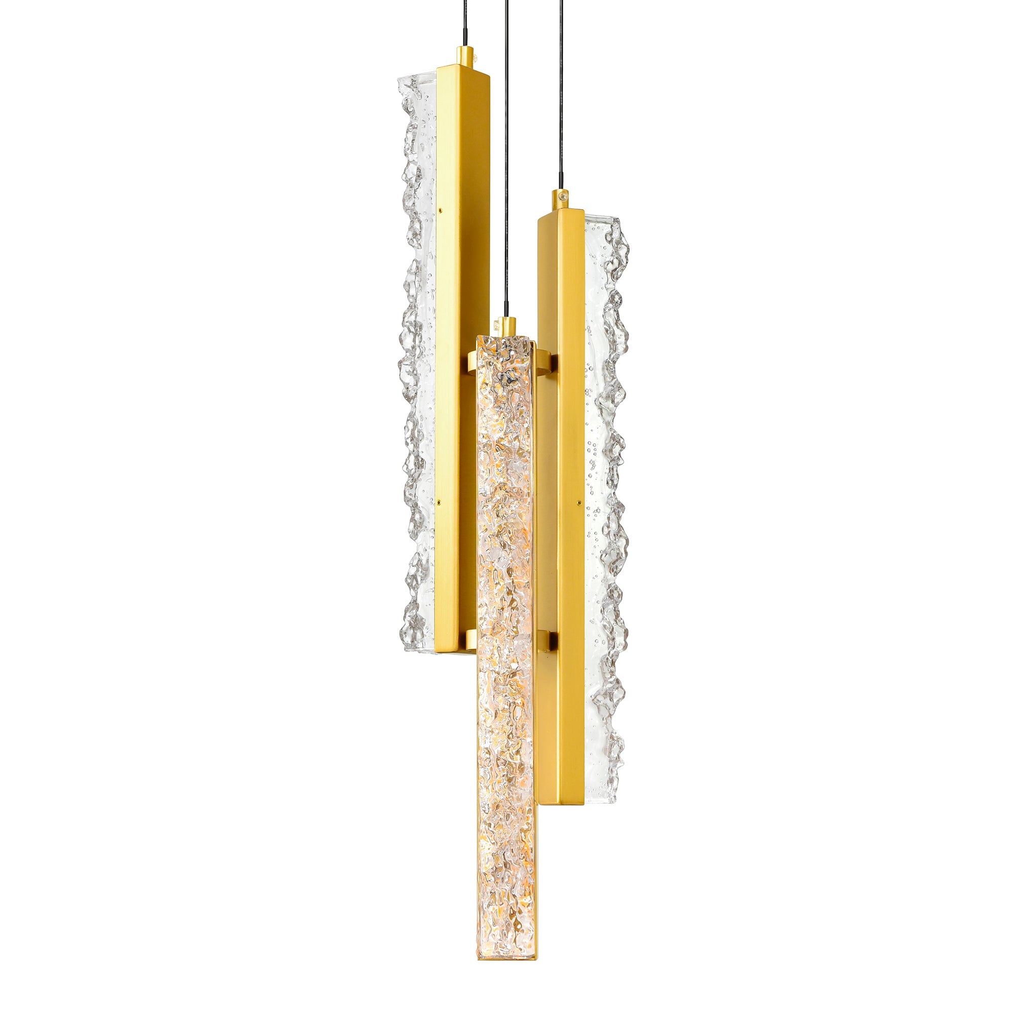 Stagger Integrated LED 6in Brass Mini Pendant with Handcrafted Glass - CWI Lighting
