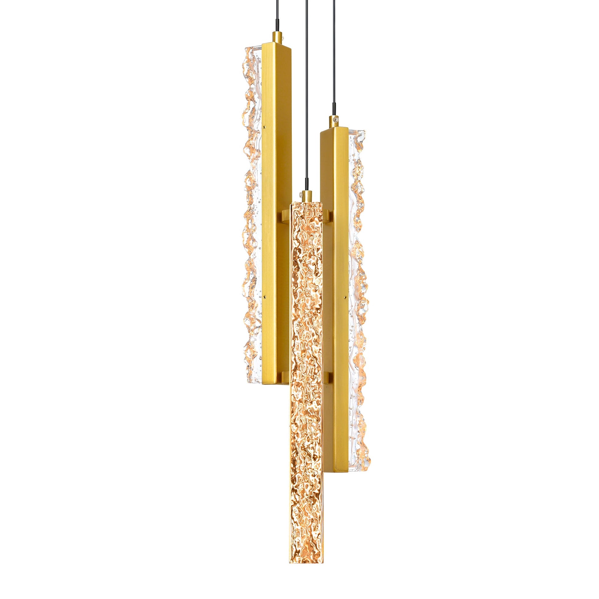 Stagger Integrated LED 6in Brass Mini Pendant with Handcrafted Glass - CWI Lighting